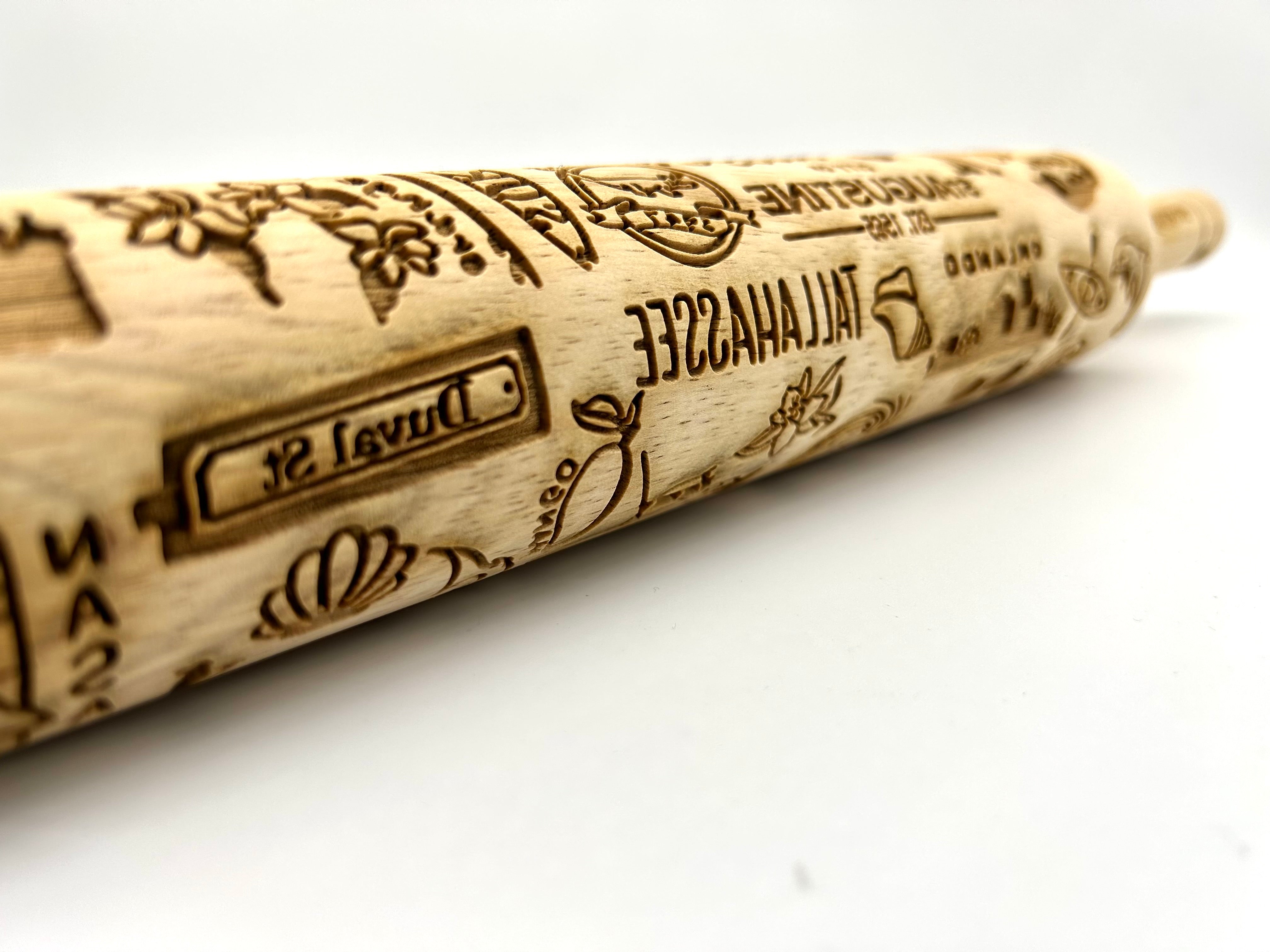 Florida State Embossed Rolling Pin – Unique Design for Baking & Pottery