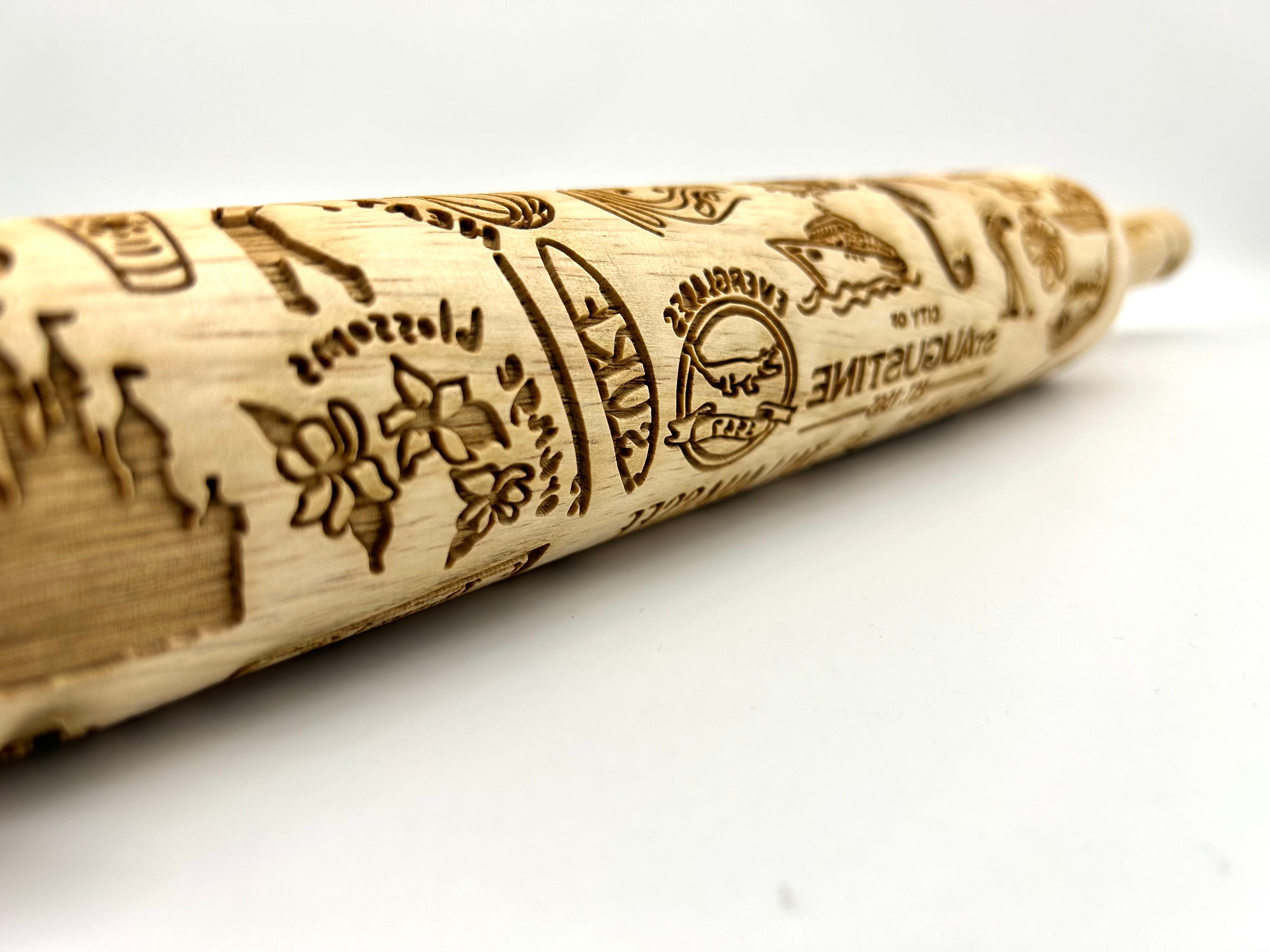 Florida State Embossed Rolling Pin – Unique Design for Baking & Pottery