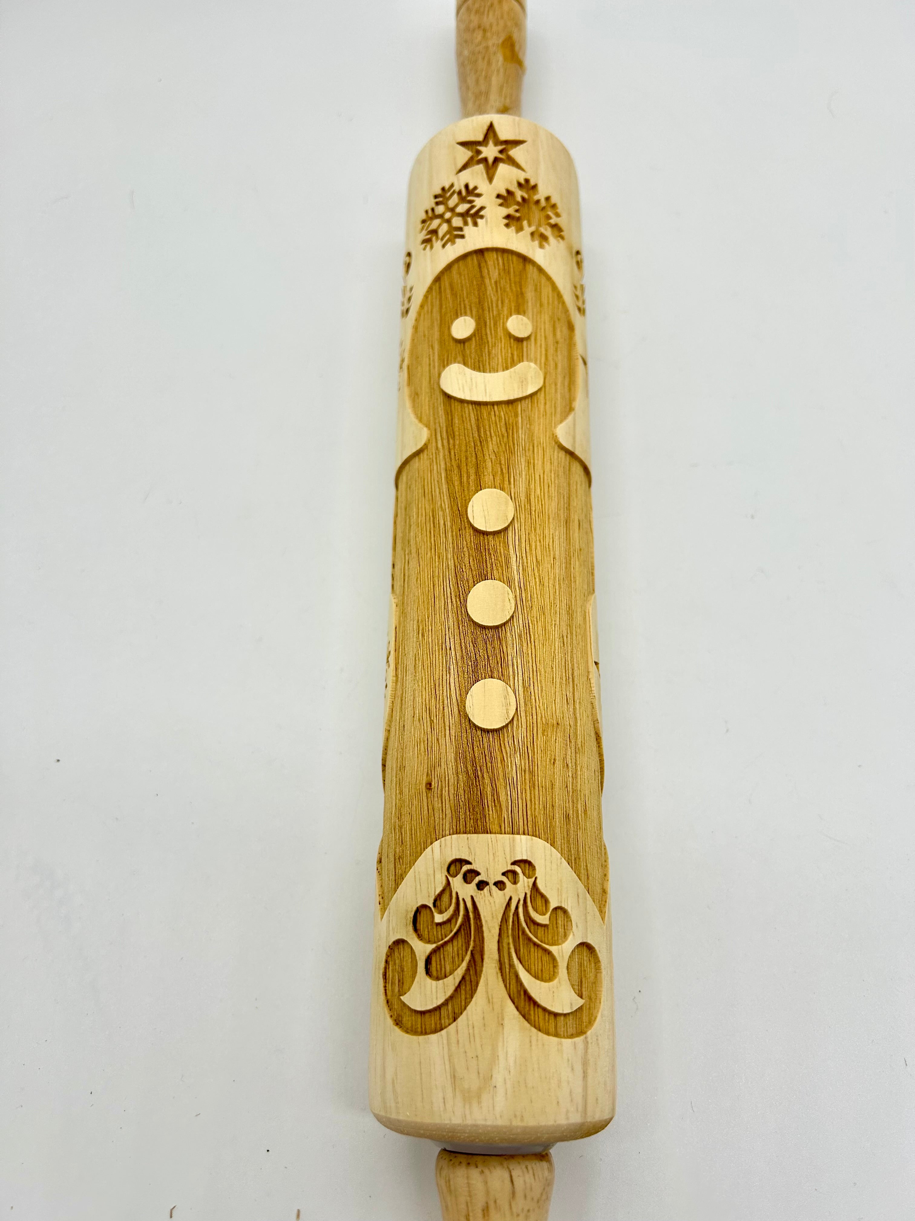 Gingerbread Man Large Christmas Embossed Rolling Pin