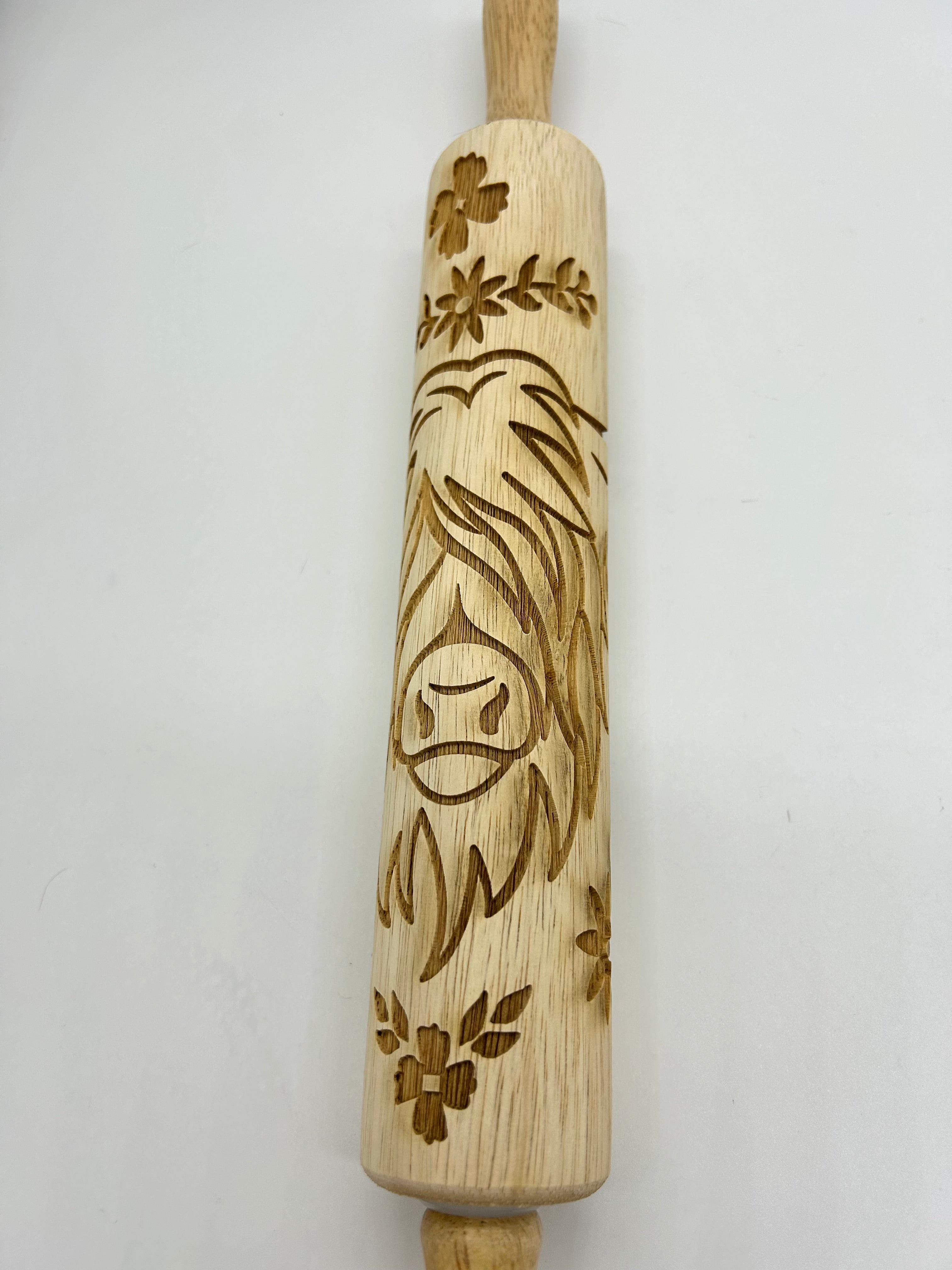 Highland Cow Large Image Embossed Rolling Pin - Pottery