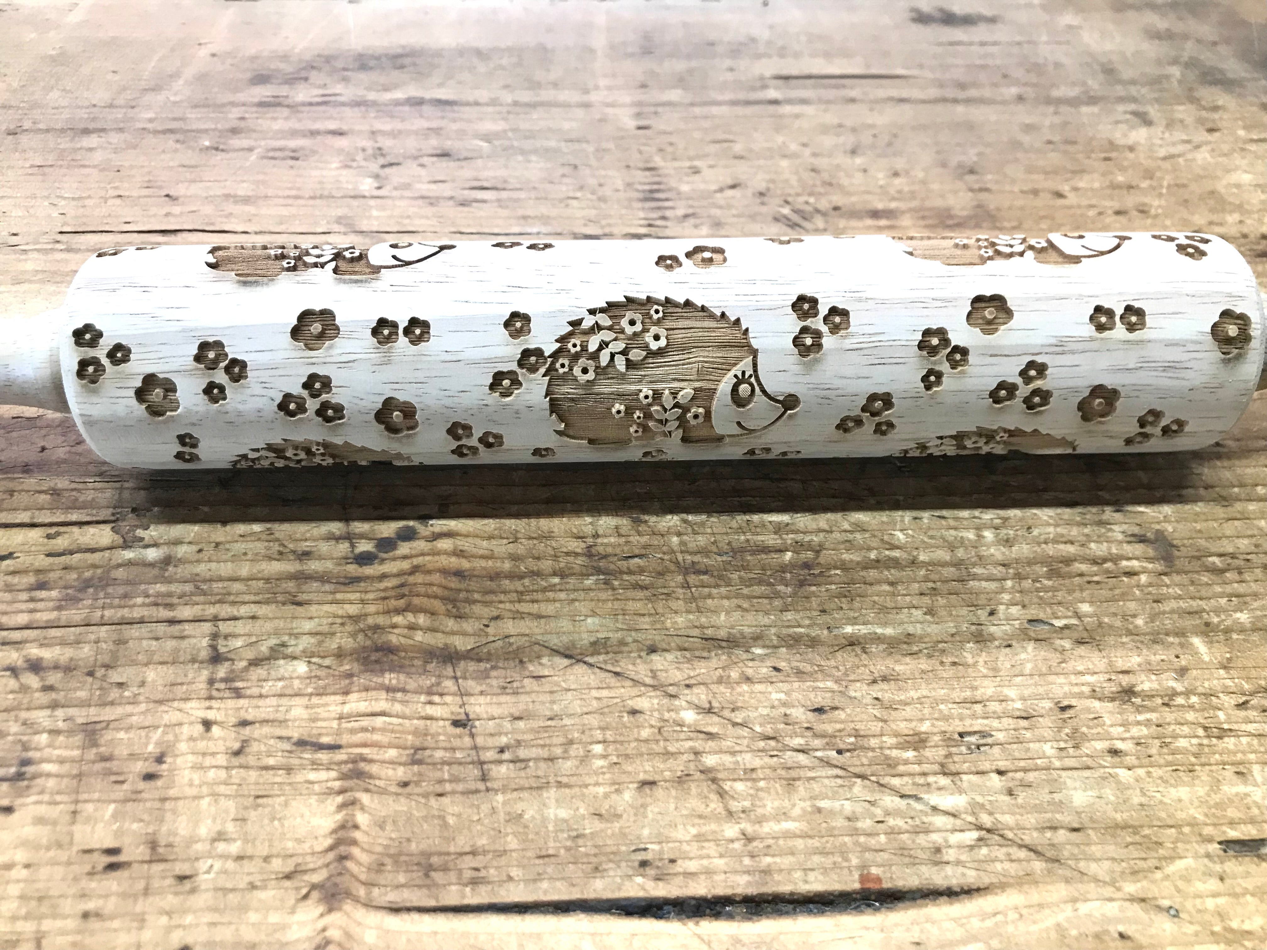 Hedgehog Embossed Rolling Pin for Baking & Pottery