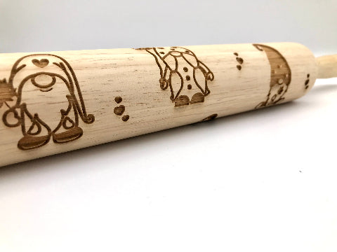 Gnomes with Maple Leaves Embossed Rolling Pin