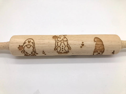 Gnomes with Maple Leaves Embossed Rolling Pin