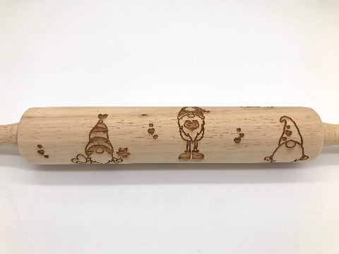 Gnomes with Maple Leaves Embossed Rolling Pin