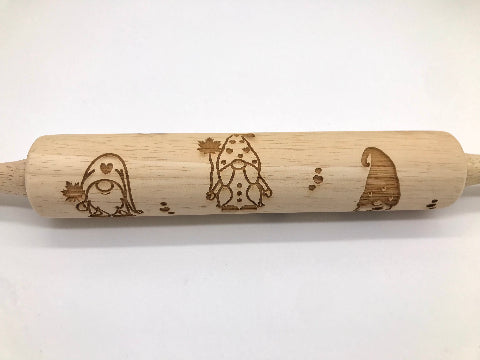 Gnomes with Maple Leaves Embossed Rolling Pin