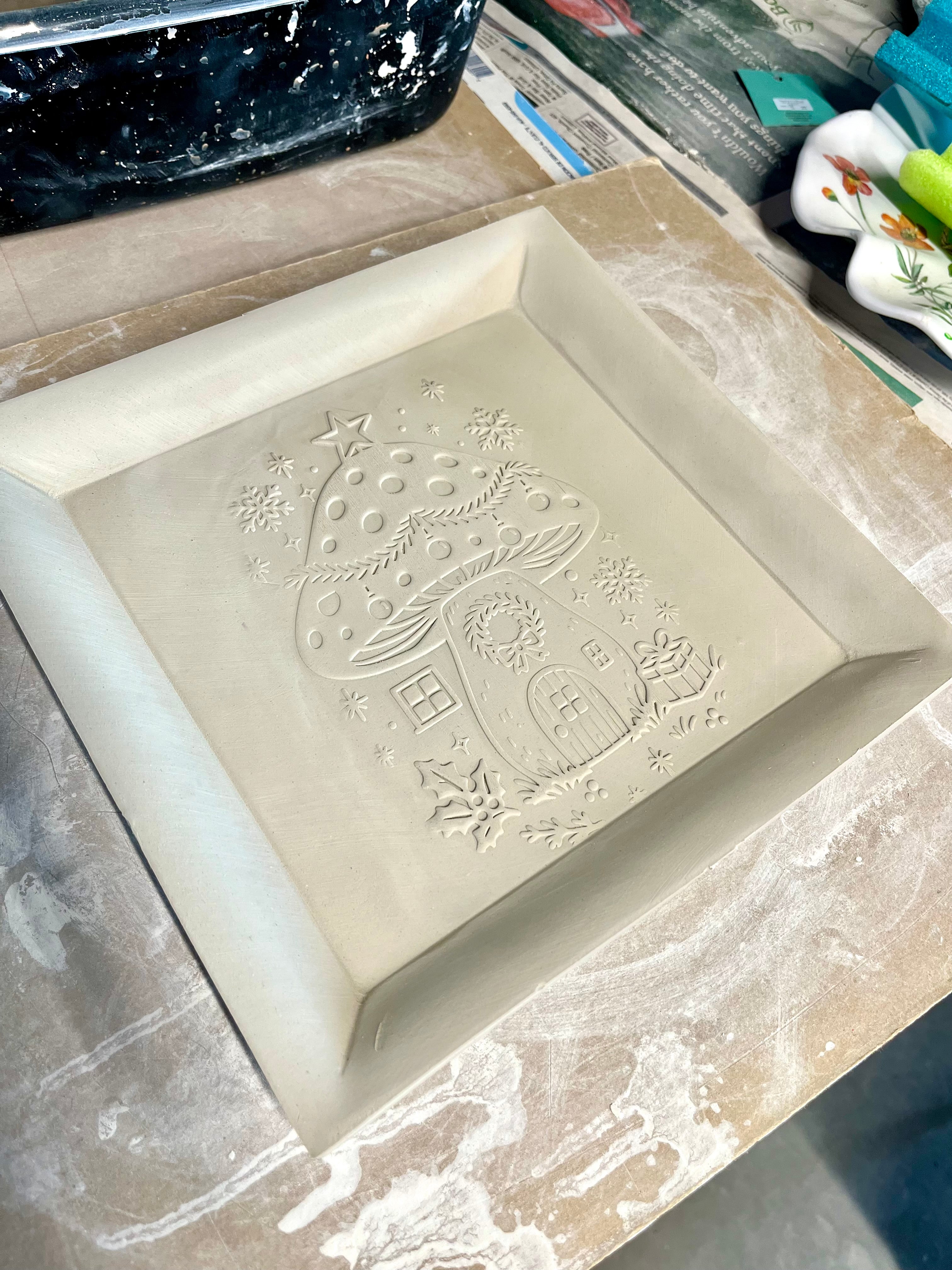The Merry Mushroom Cottage Embossed Rolling Pin