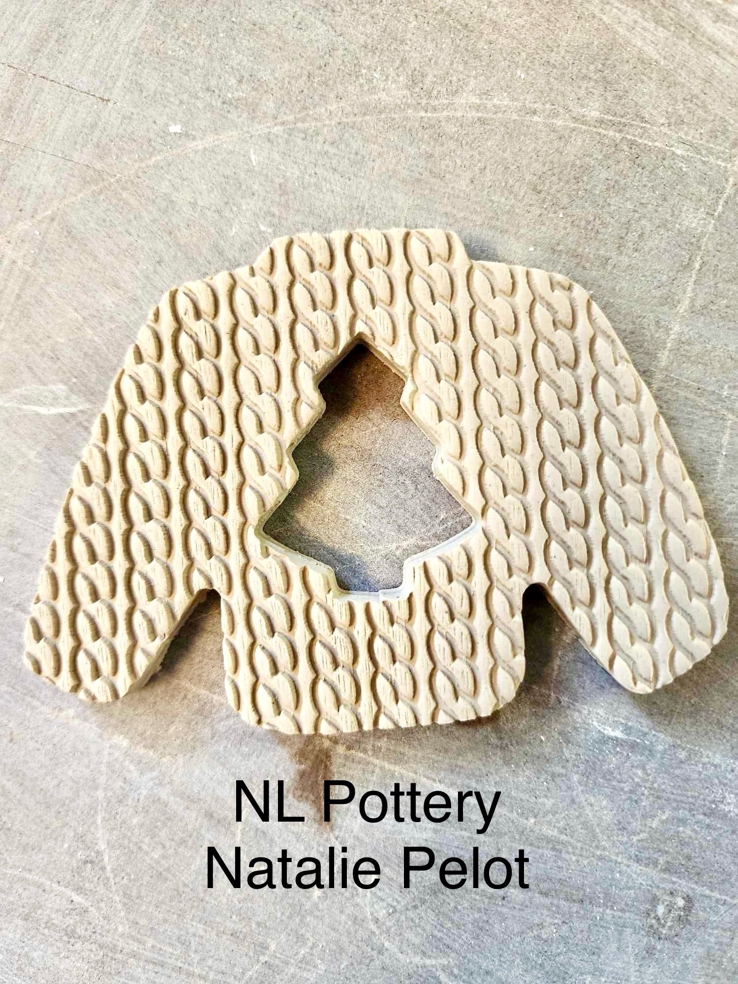 Knitted Stictch Rolling Pin Cookie & Pottery Designs