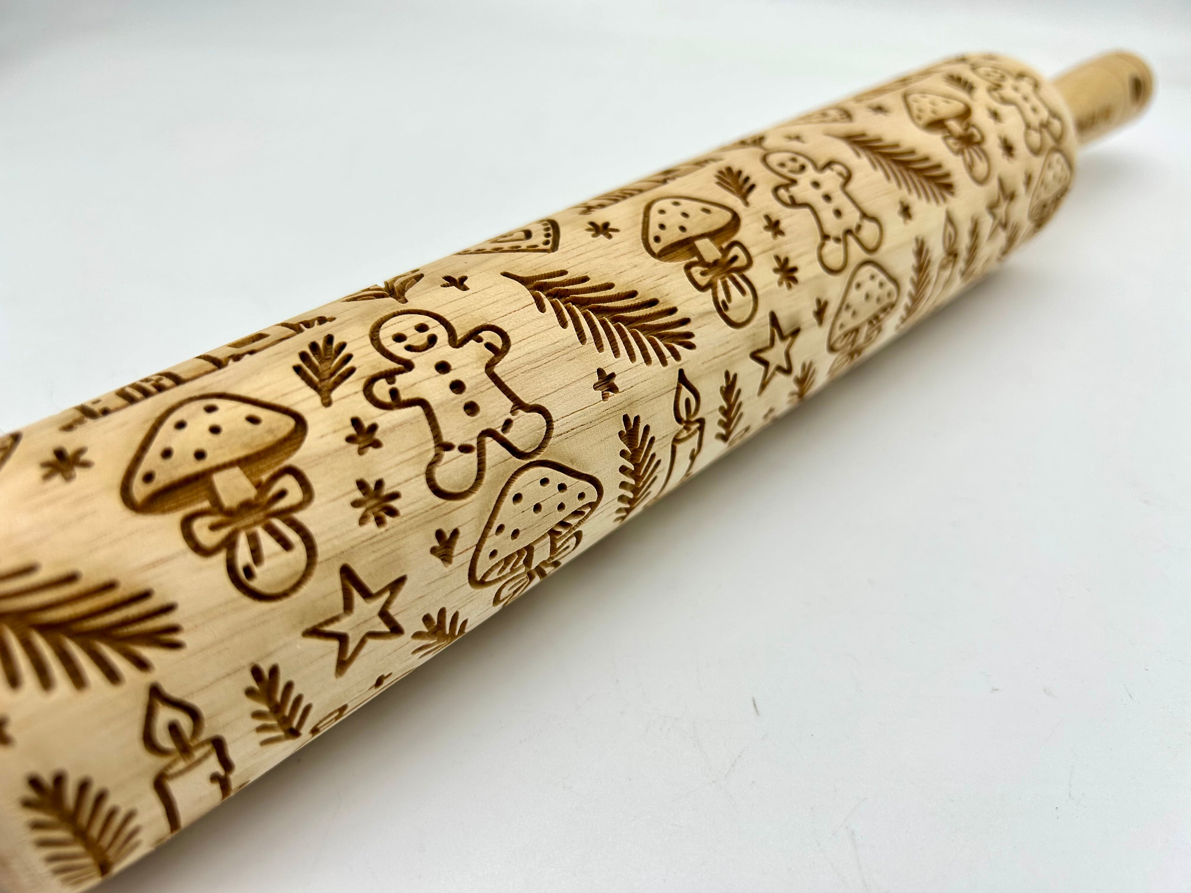 Cozy Christmas Cottage Embossed Rolling Pin