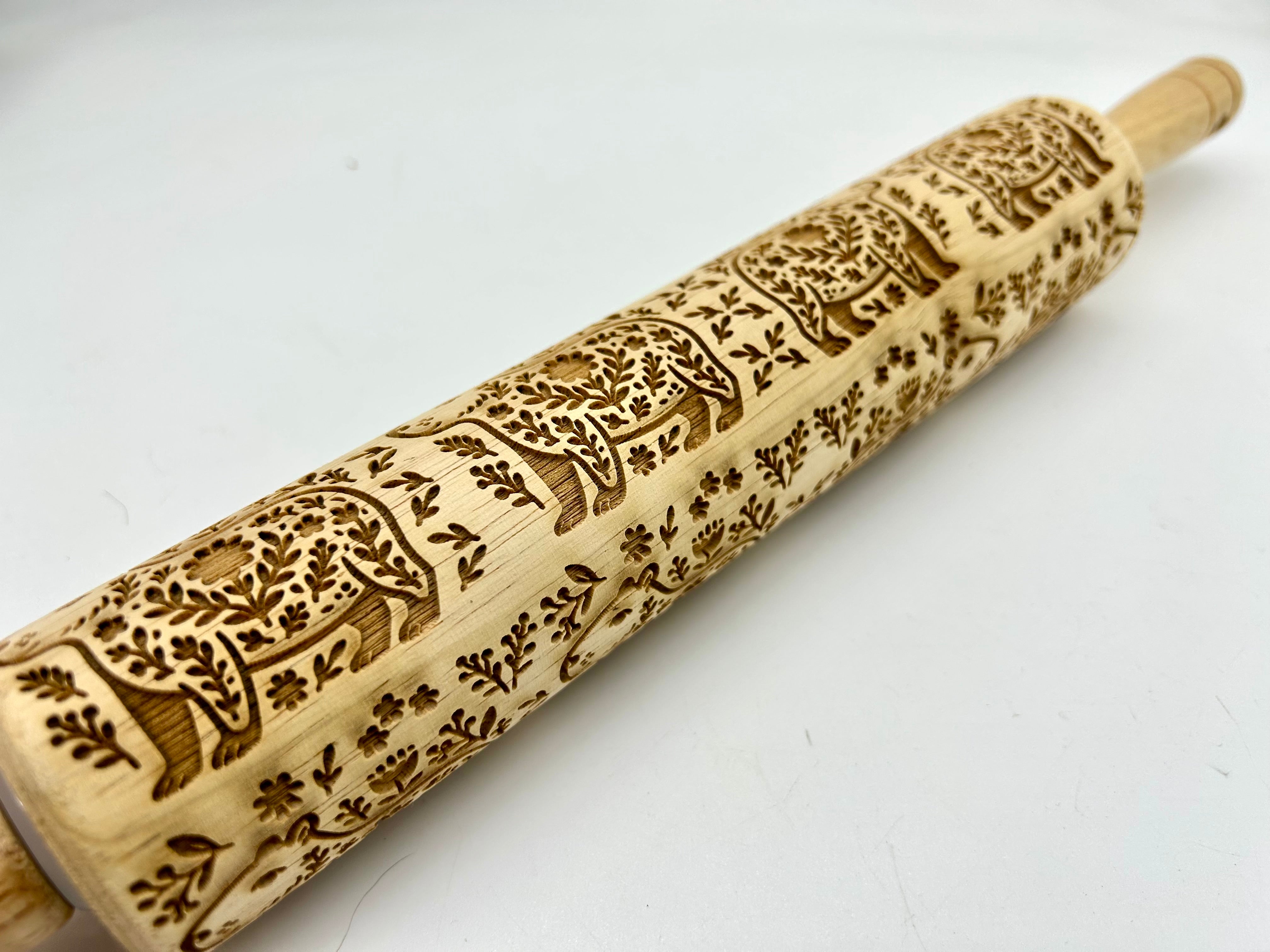 Capybara with Nordic Florals Embossed Rolling Pin