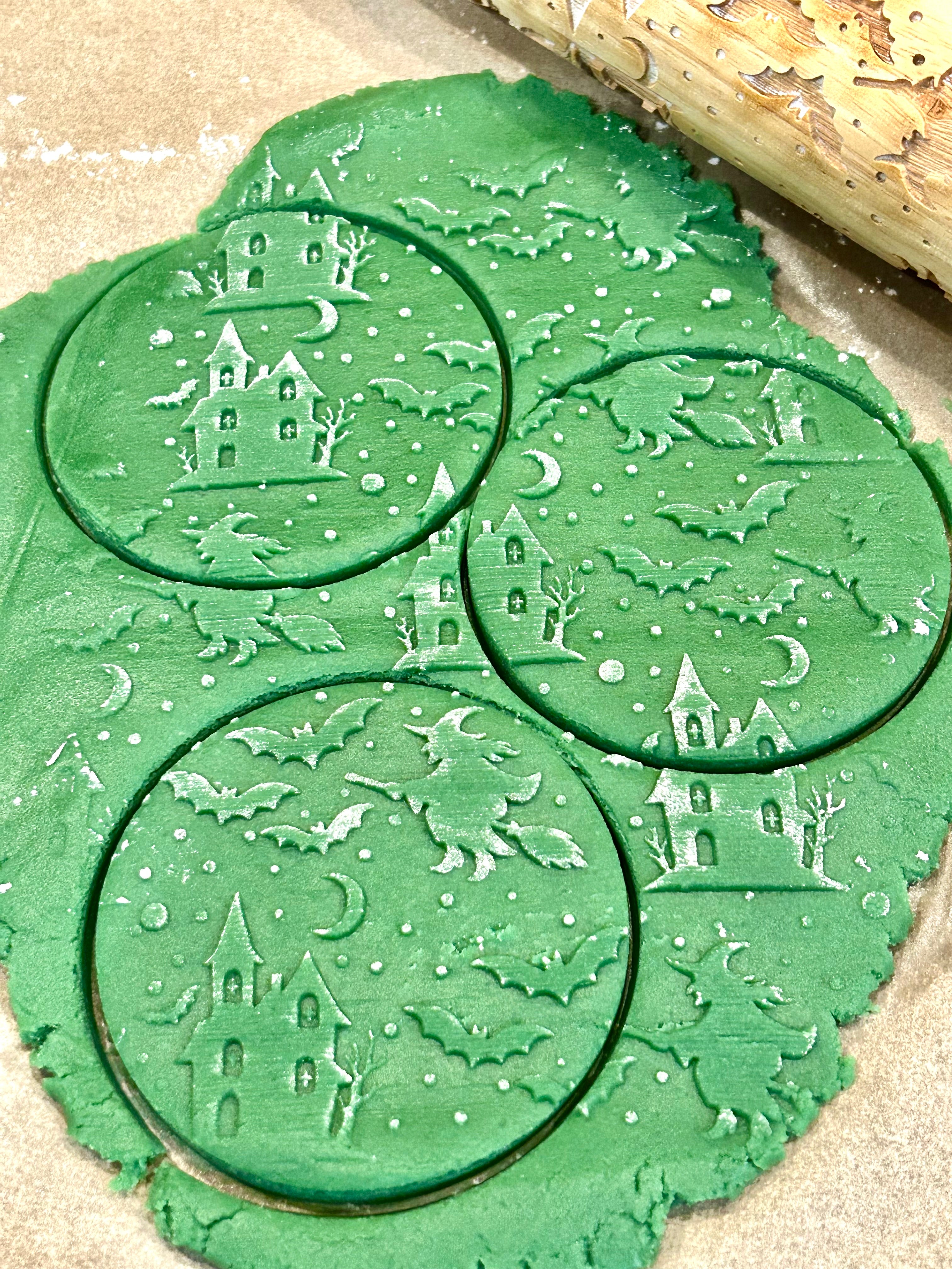 Witch and Bat Embossed Rolling Pin