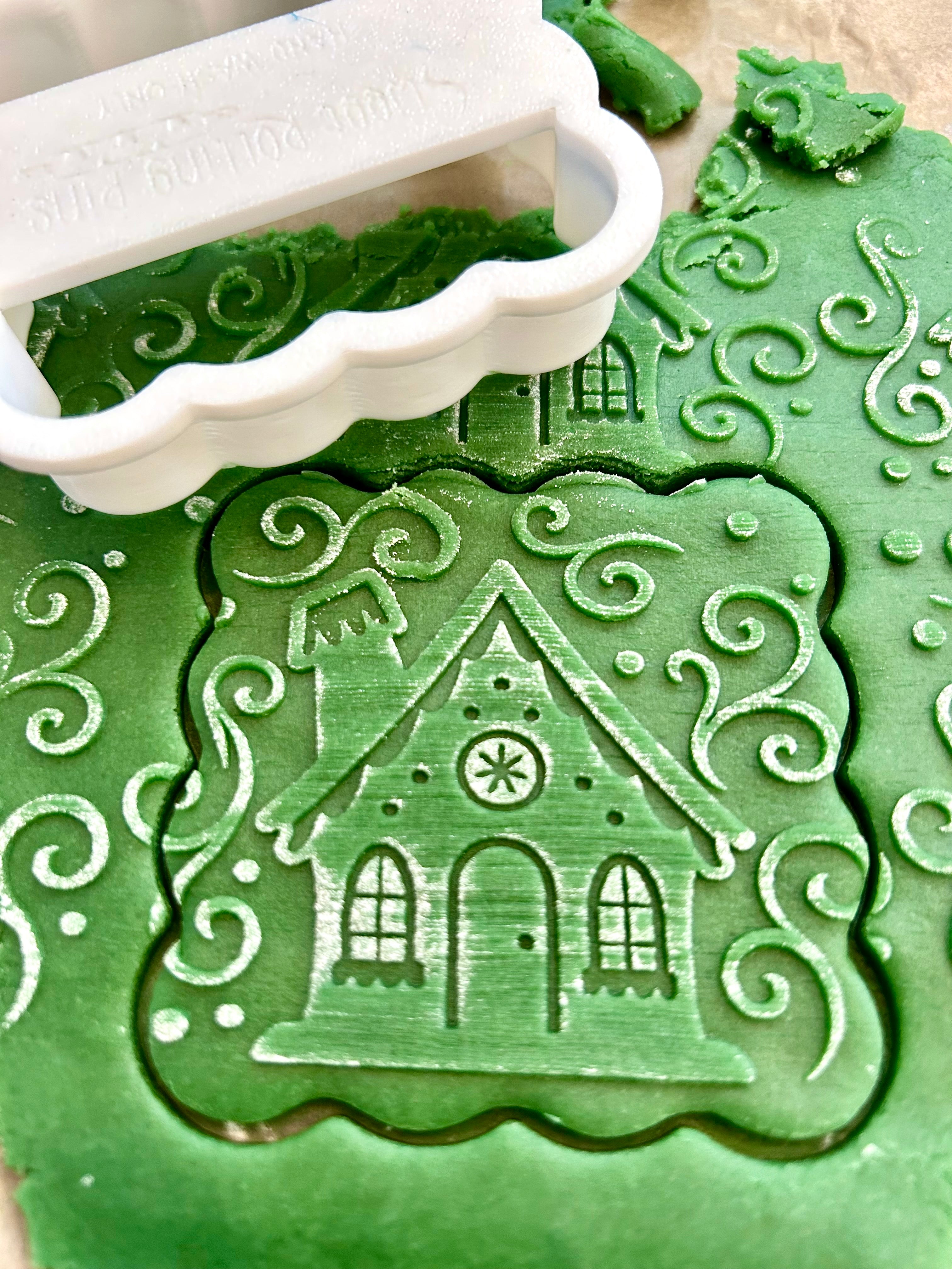 Gingerbread House Embossed Rolling Pin