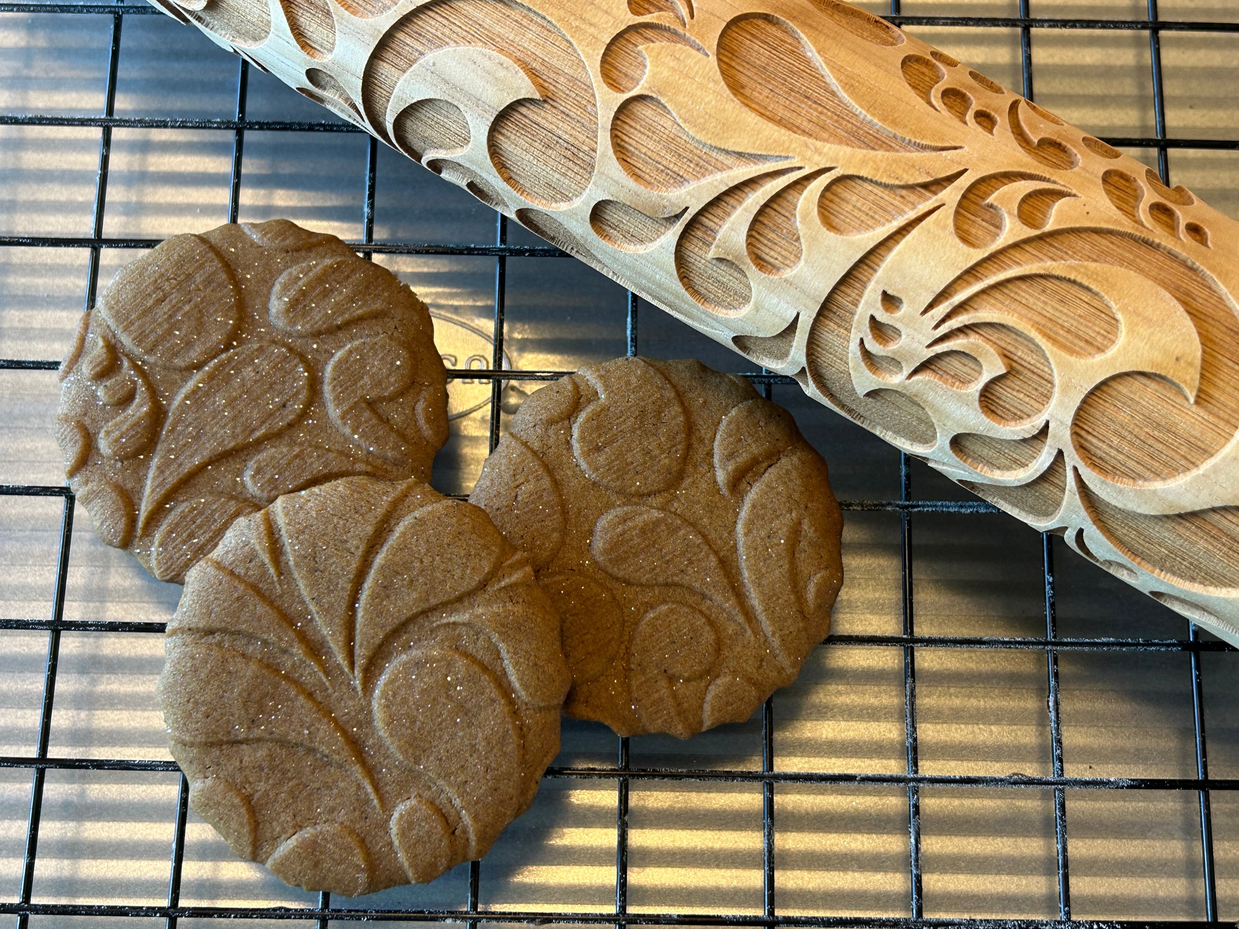 Floral Swirl Embossed Rolling Pin – Baking & Crafting
