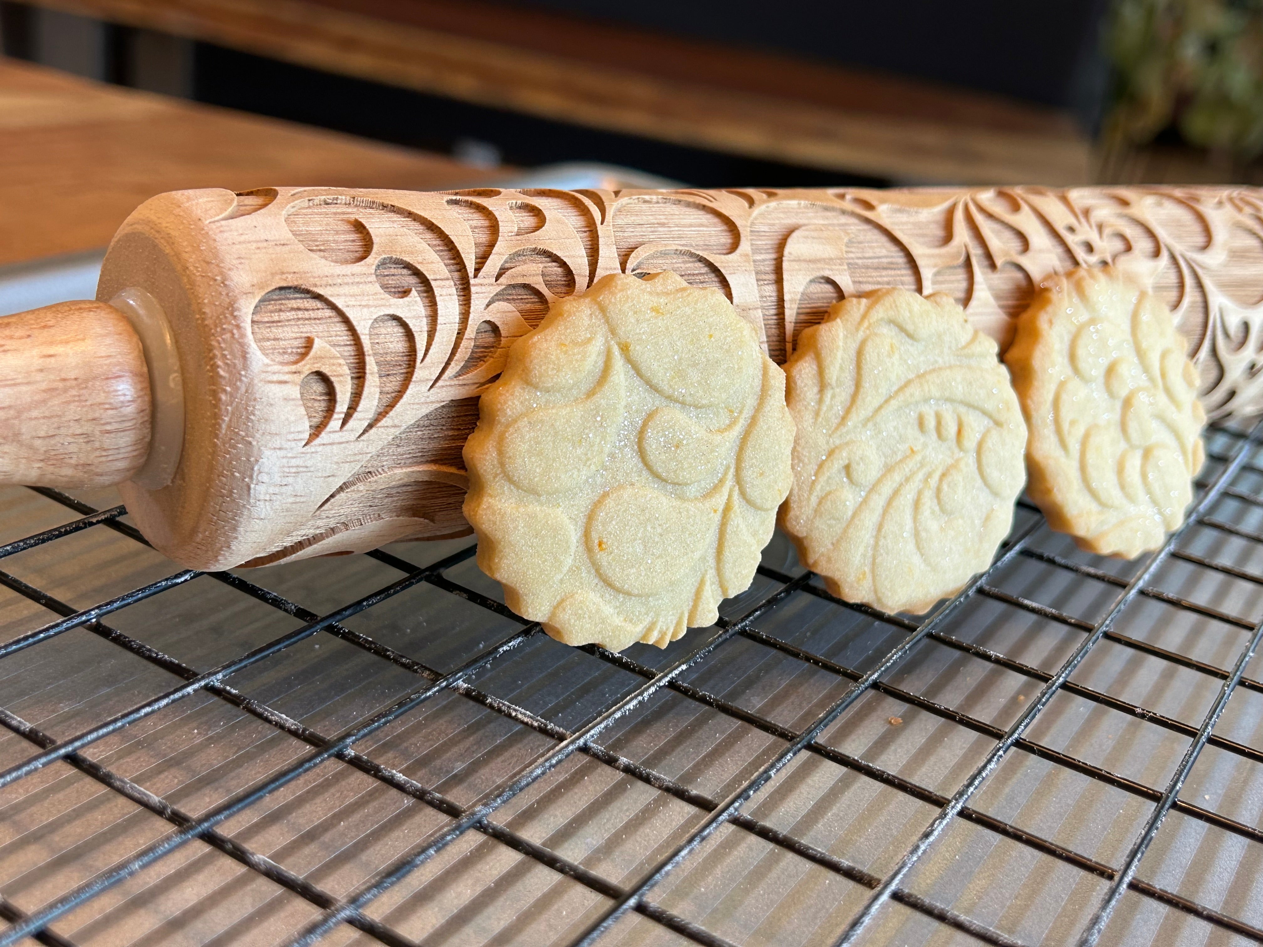 Floral Swirl Embossed Rolling Pin – Baking & Crafting