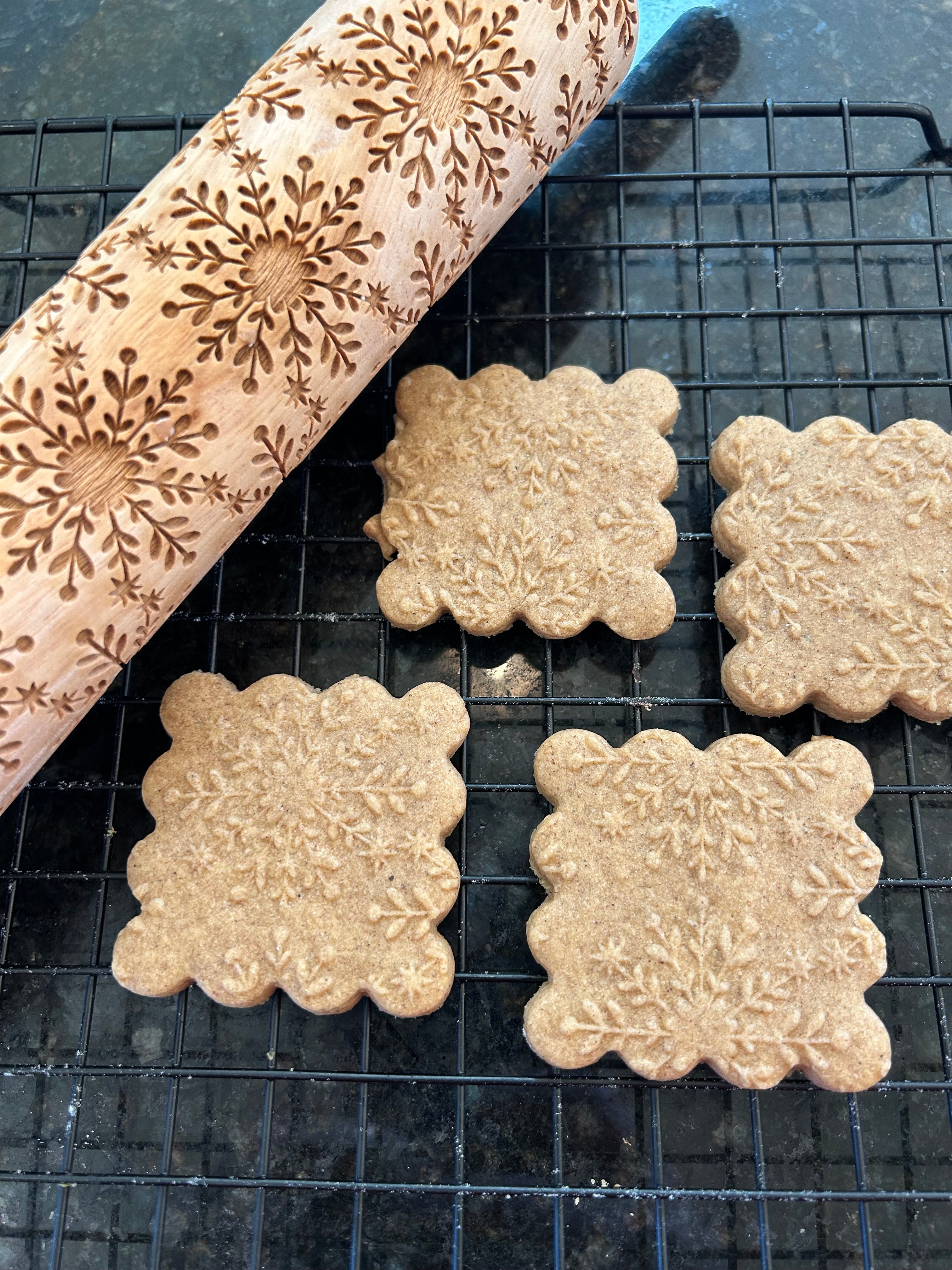 Elegant Snowflakes Embossed Rolling Pin