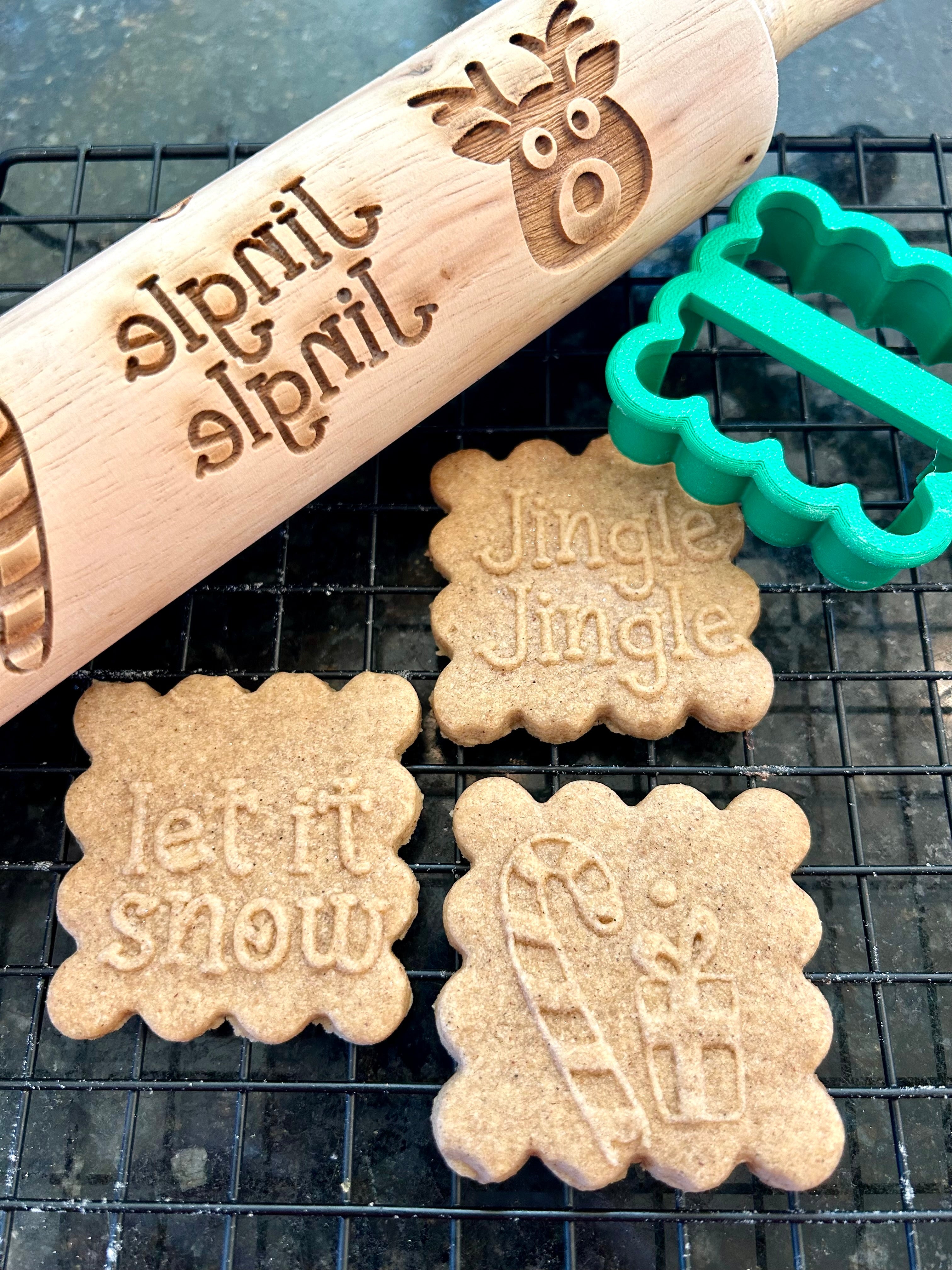 Fa La La Embossed Rolling Pin + Cookie Cutter