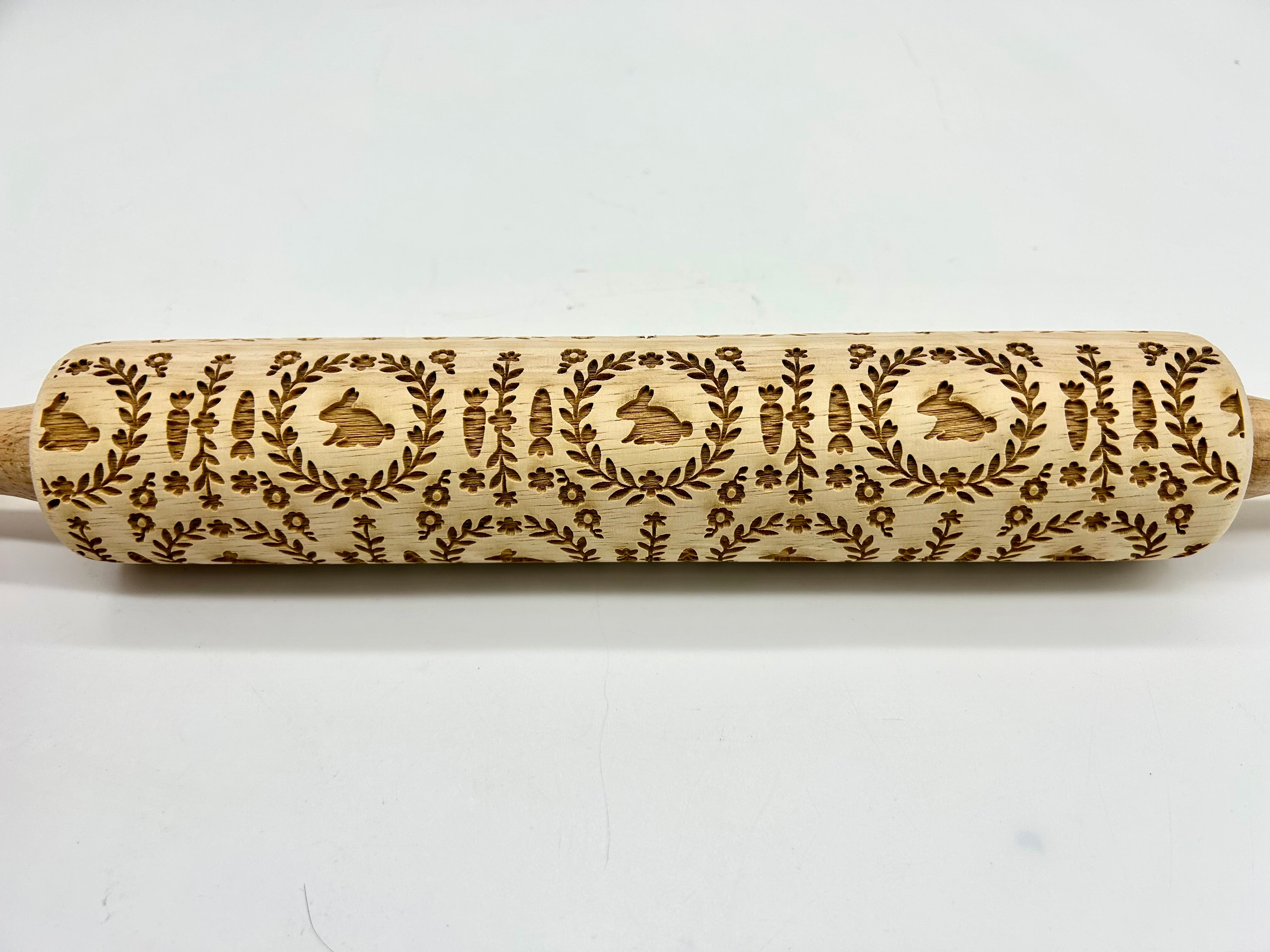 Bunnies and Carrots Embossed Rolling Pin