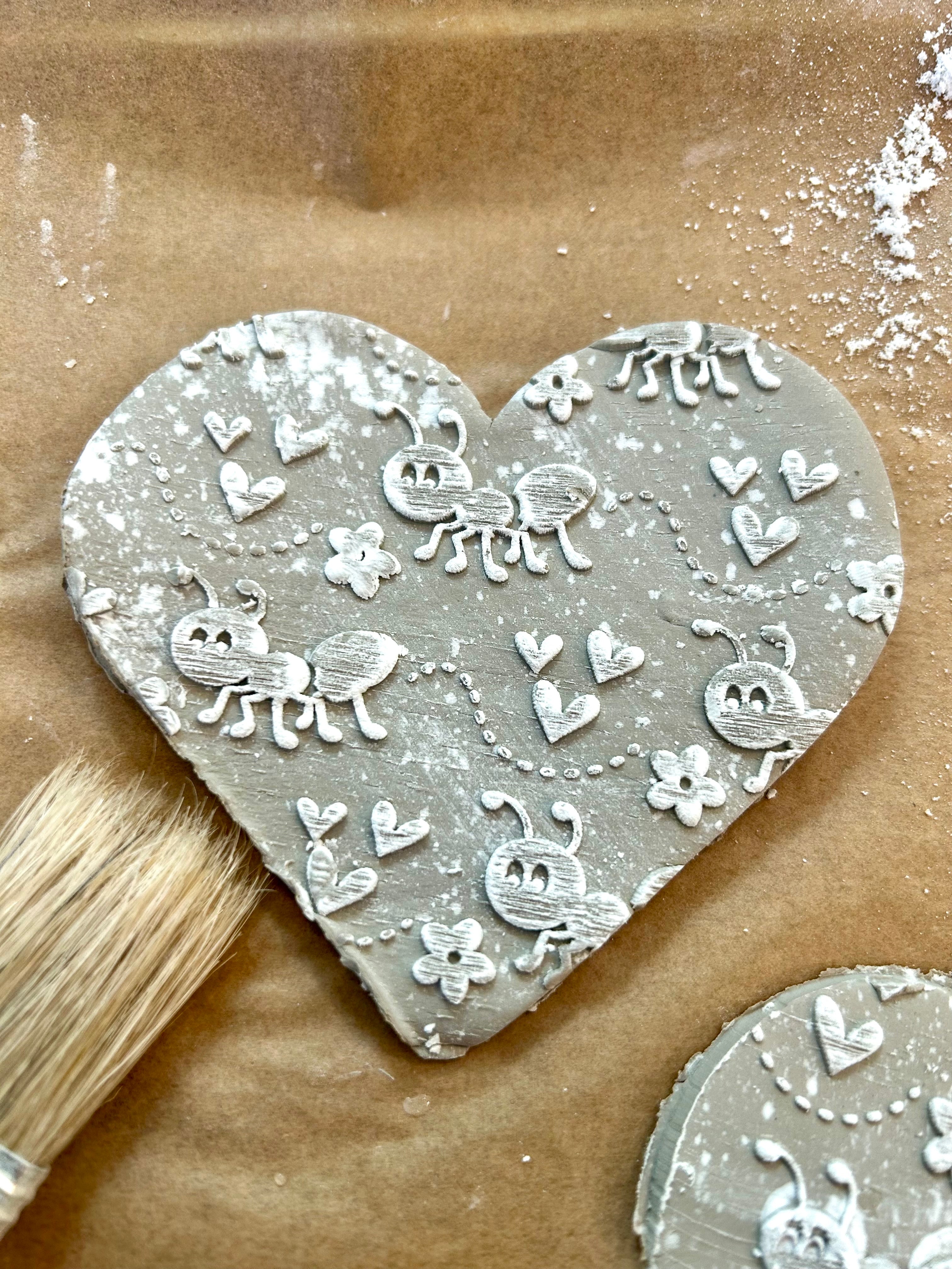 Sweet Little Ants Embossed Rolling Pin for Pottery Baking