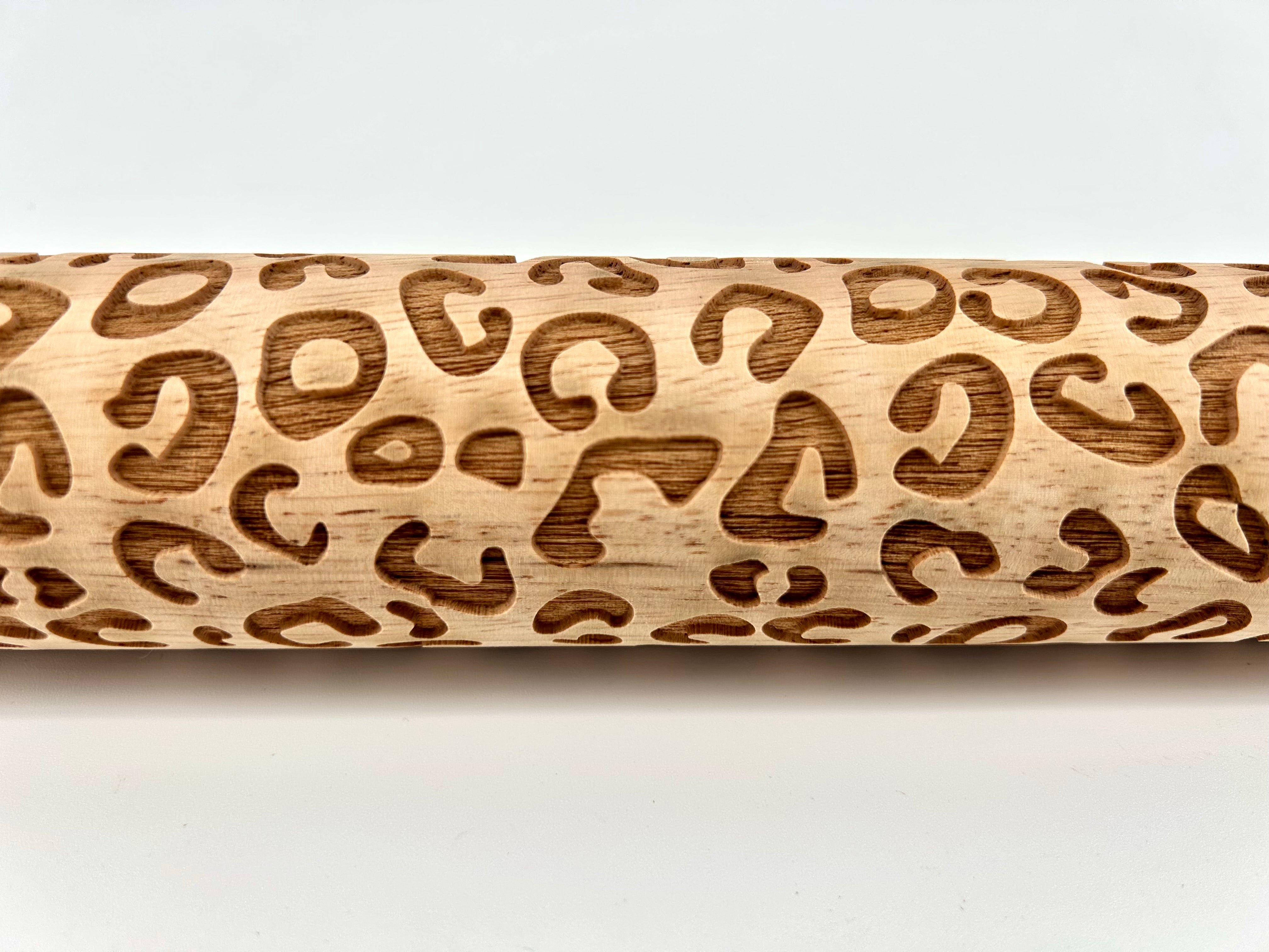Leopard Print Embossed Rolling Pin for Baking and Pottery
