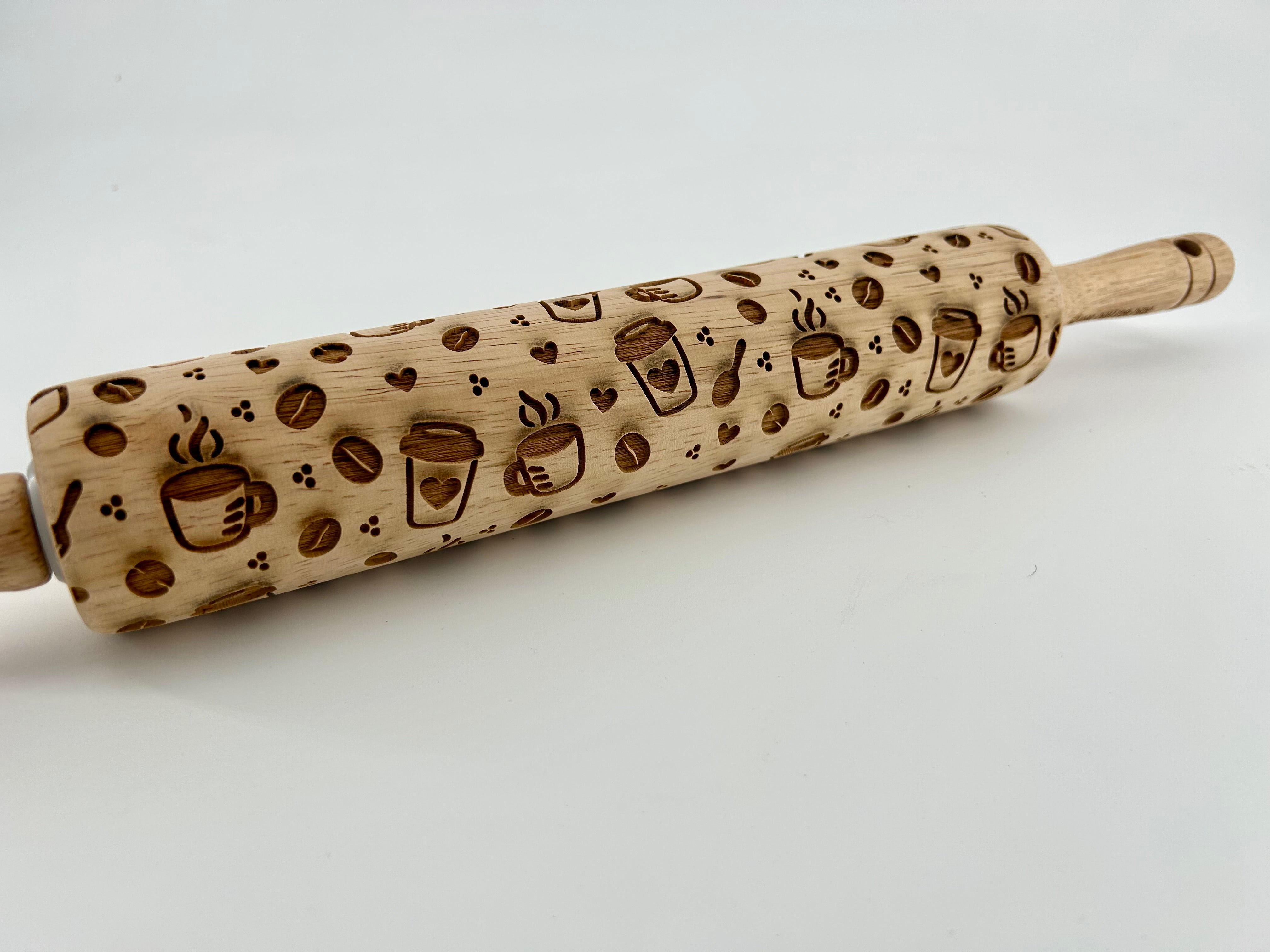 Coffee Cups Embossed Rolling Pin for Pottery Baking
