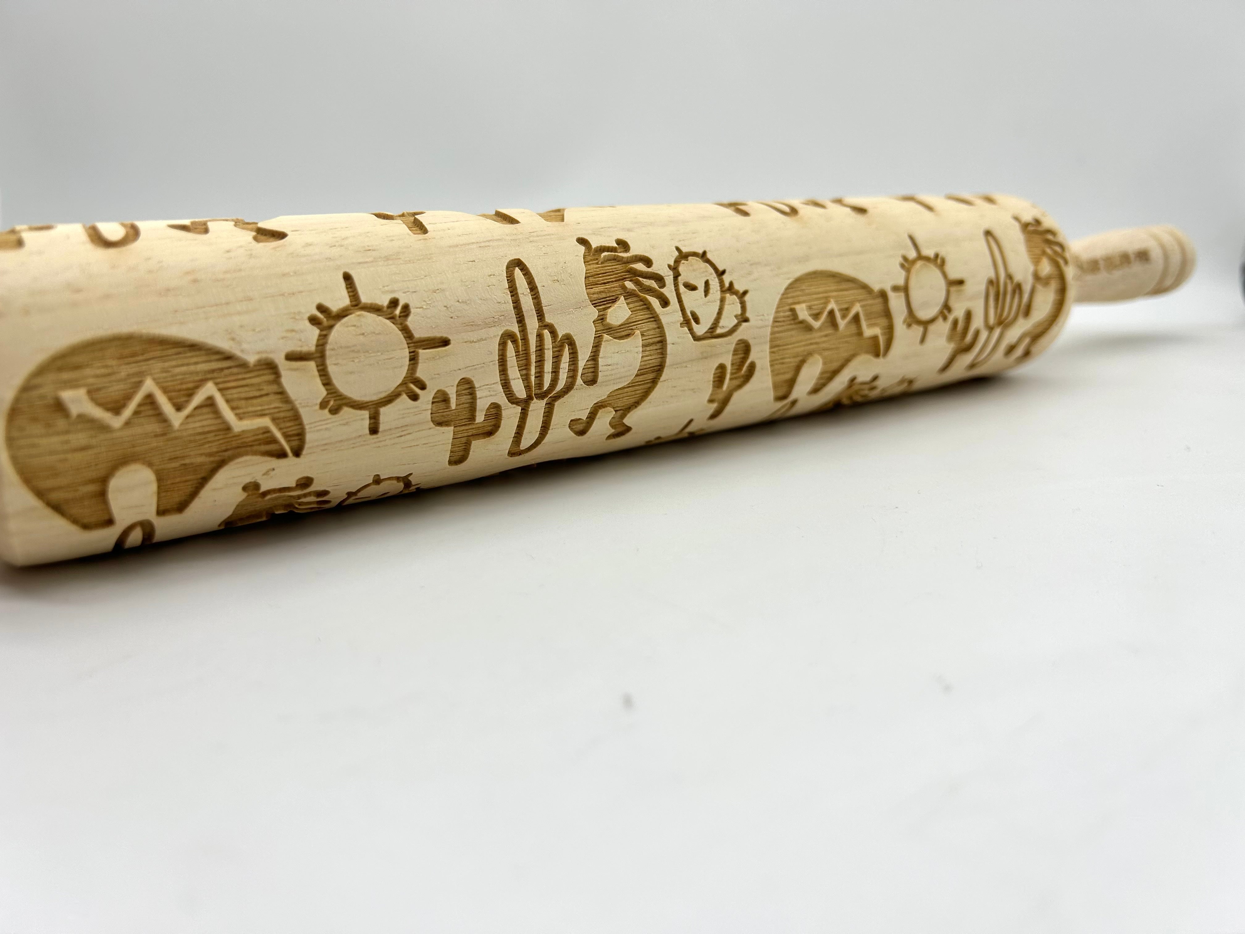 Embossed Kokopelli Rolling Pin for Baking and Pottery