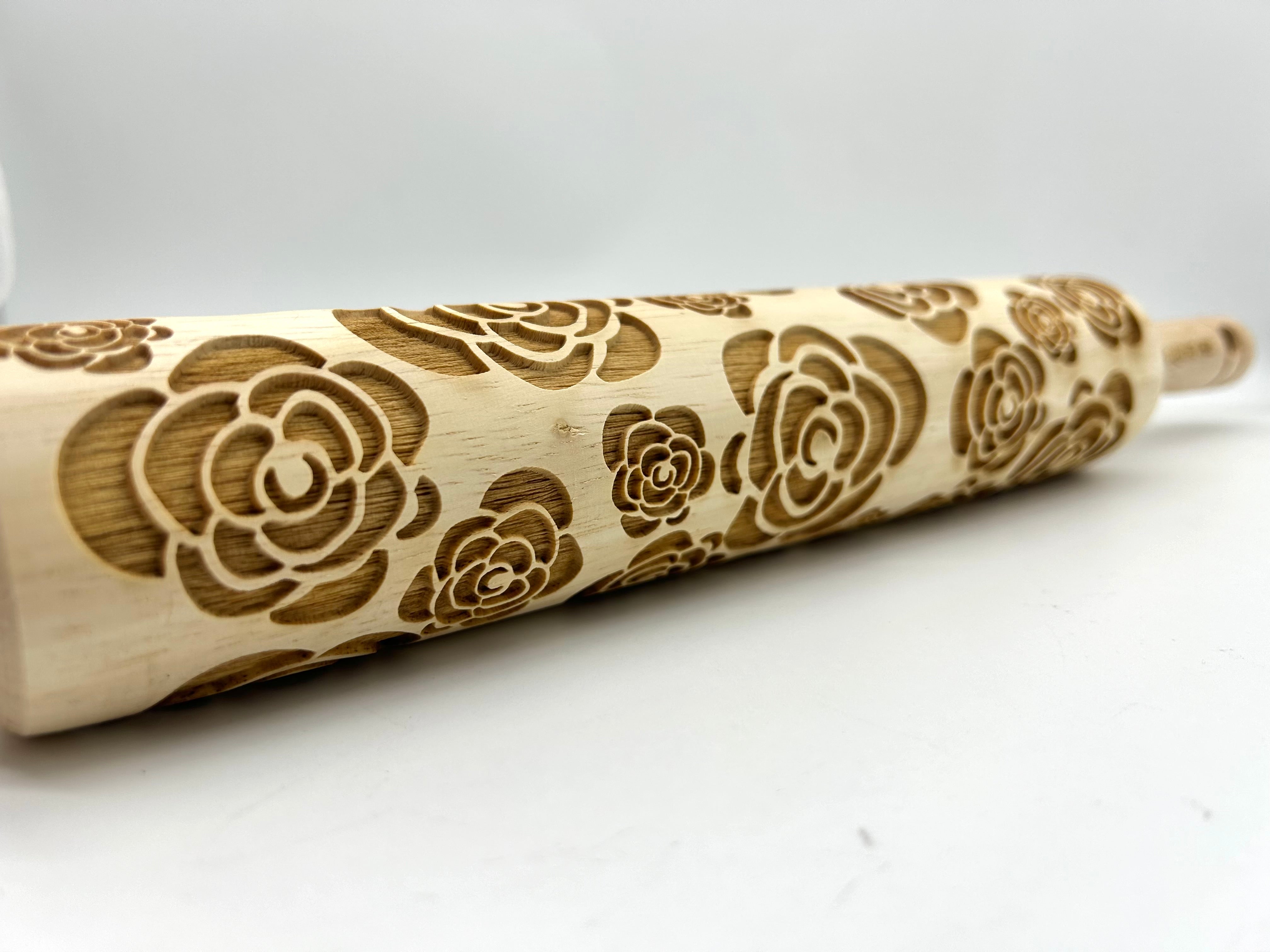 Rose Garden Embossed Rolling Pin for Pottery and Baking