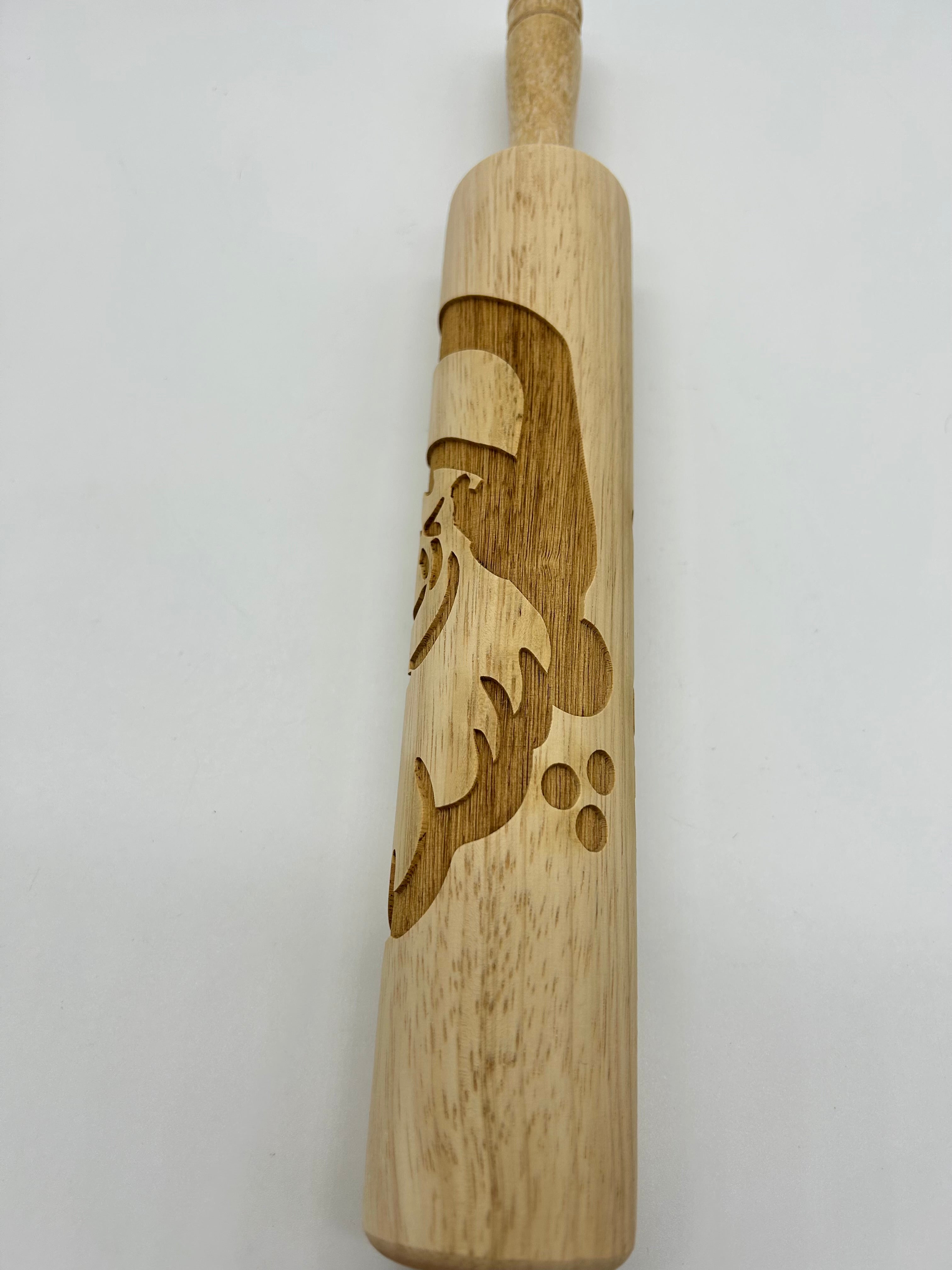 Santa Embossed Rolling Pin for Pottery LARGE IMAGE