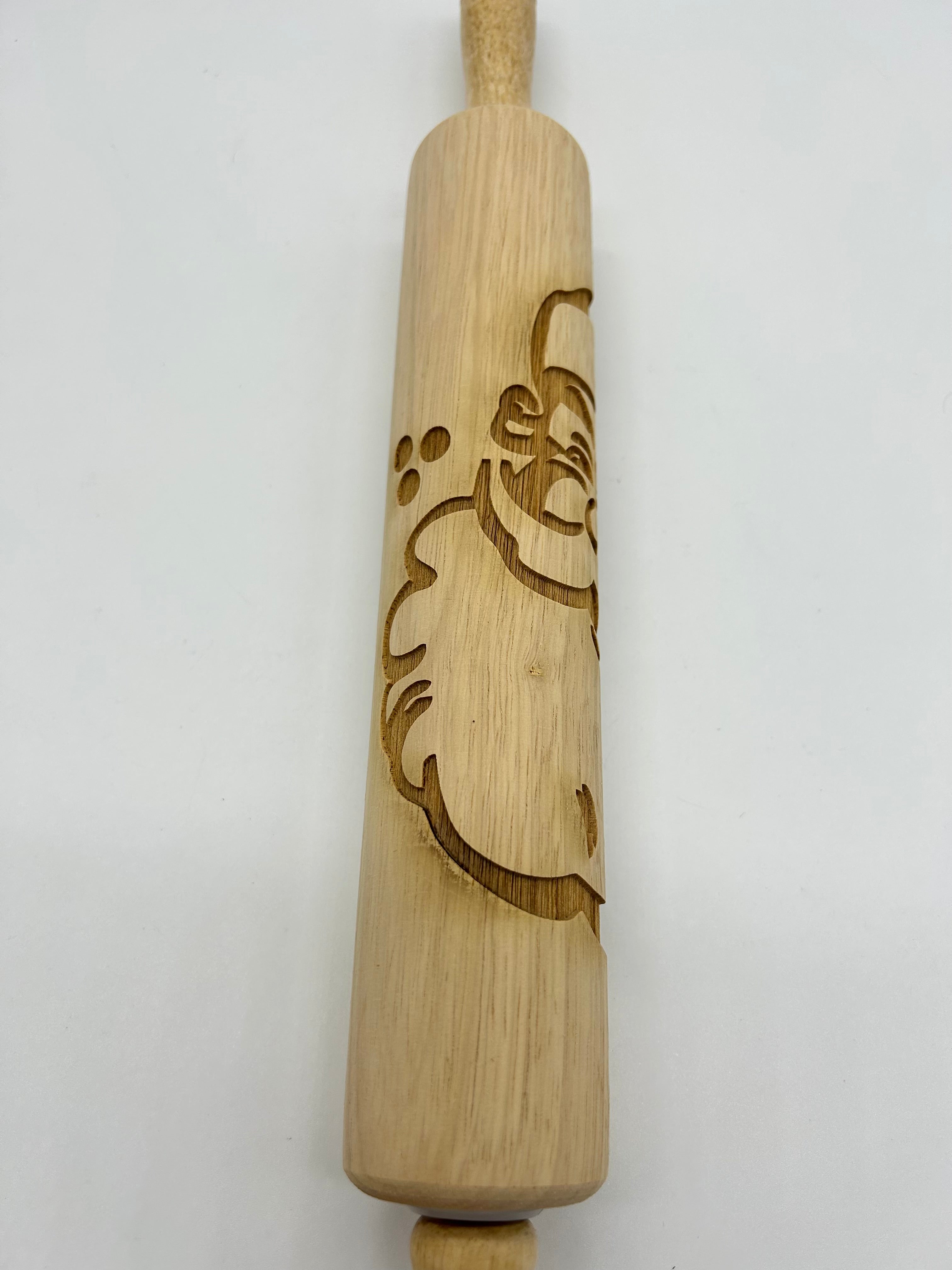 Santa Embossed Rolling Pin for Pottery LARGE IMAGE