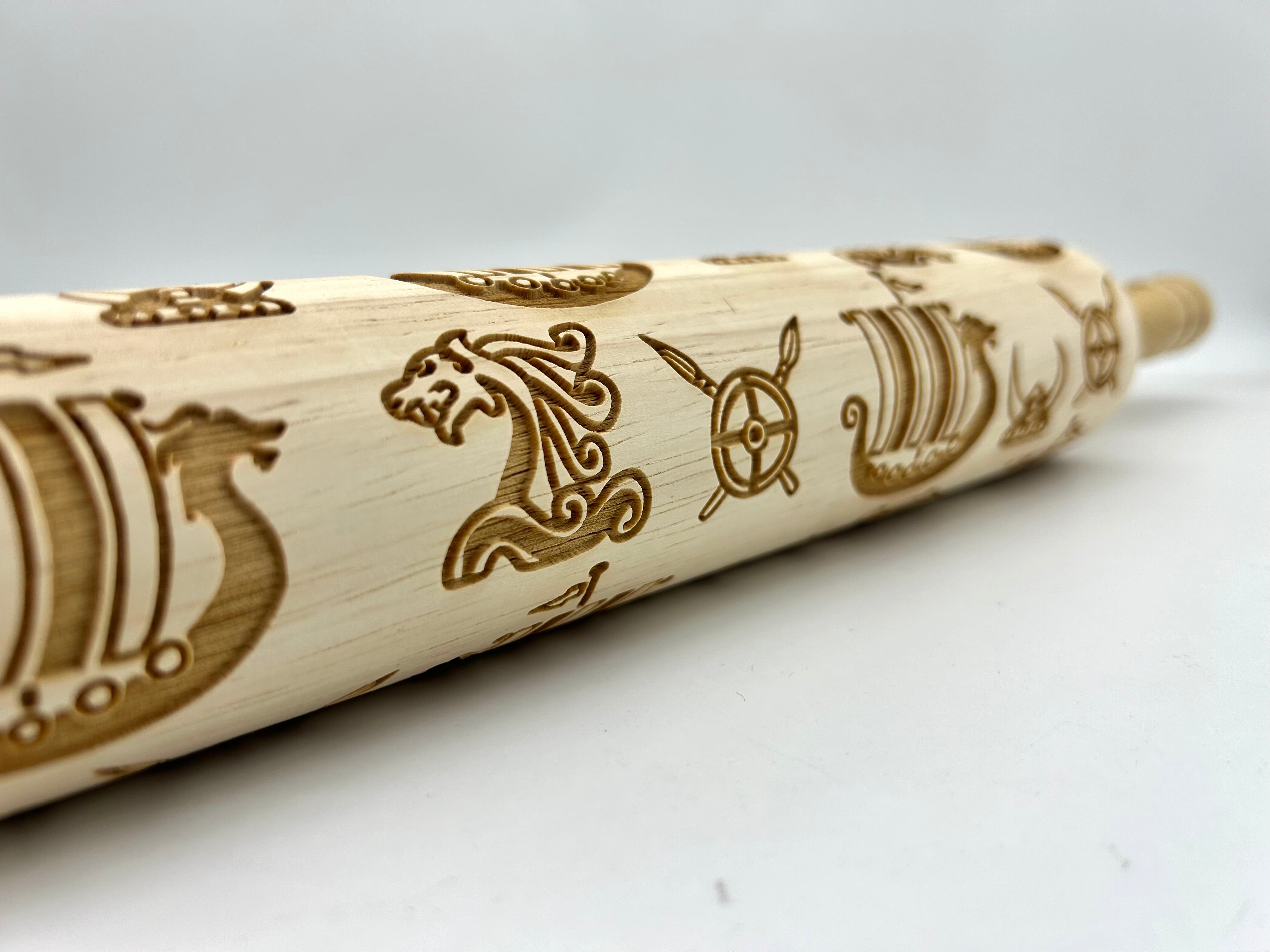 Viking Embossed Rolling Pins for Pottery and Baking