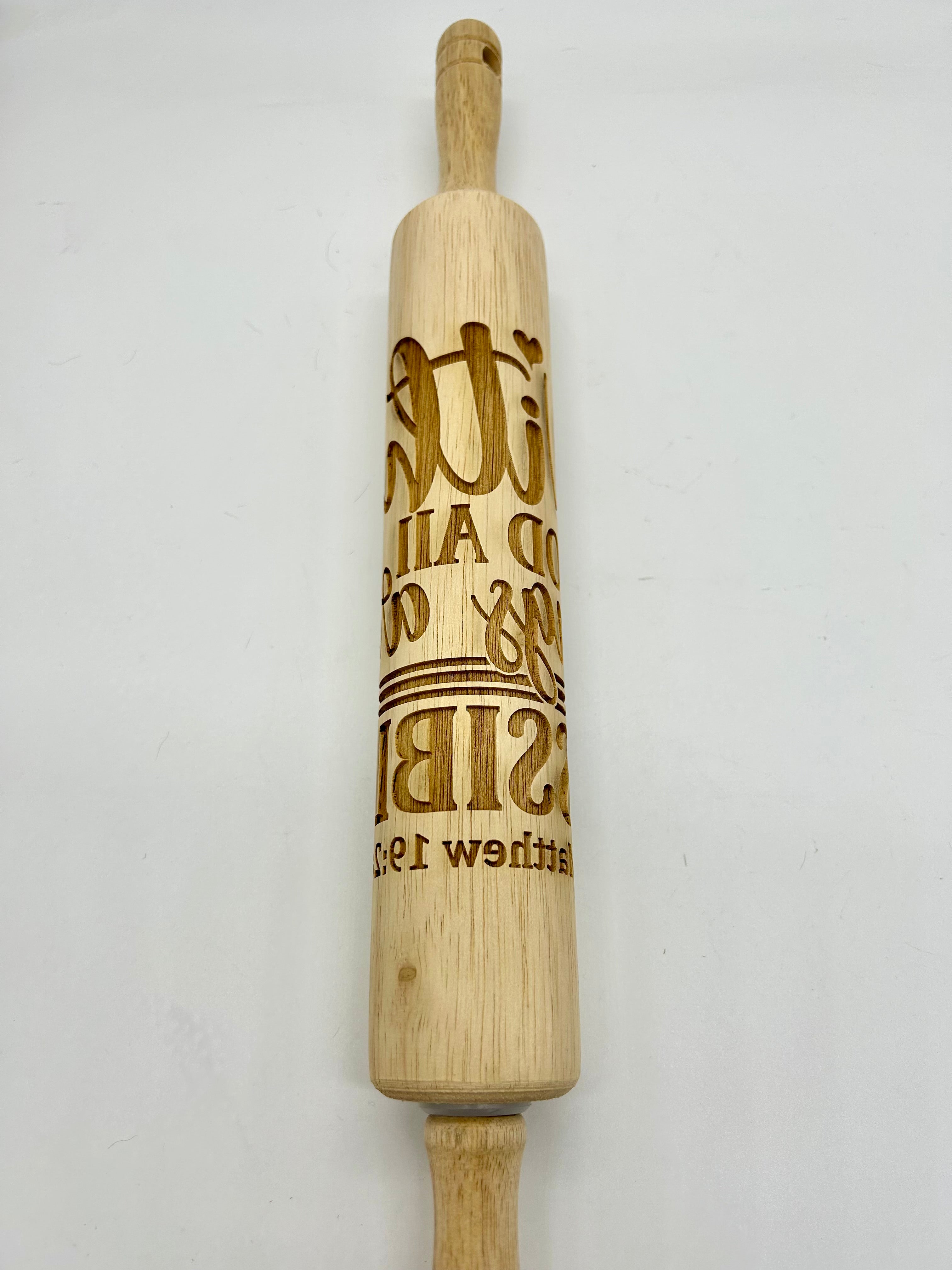 With God All Things Are Possible Embossed Rolling Pin  LARGE IMAGE