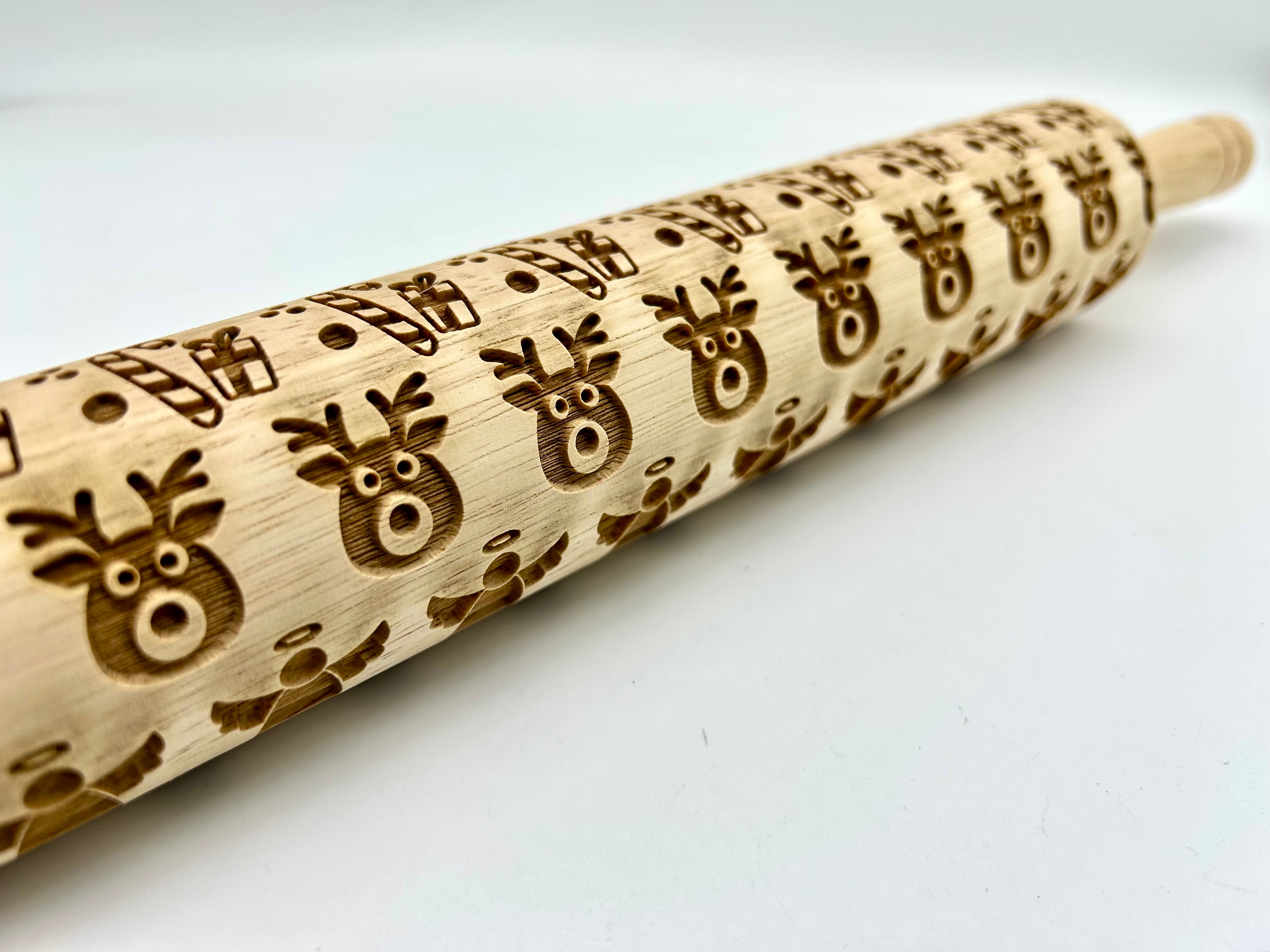 Festive Holiday Embossed Rolling Pin for Baking