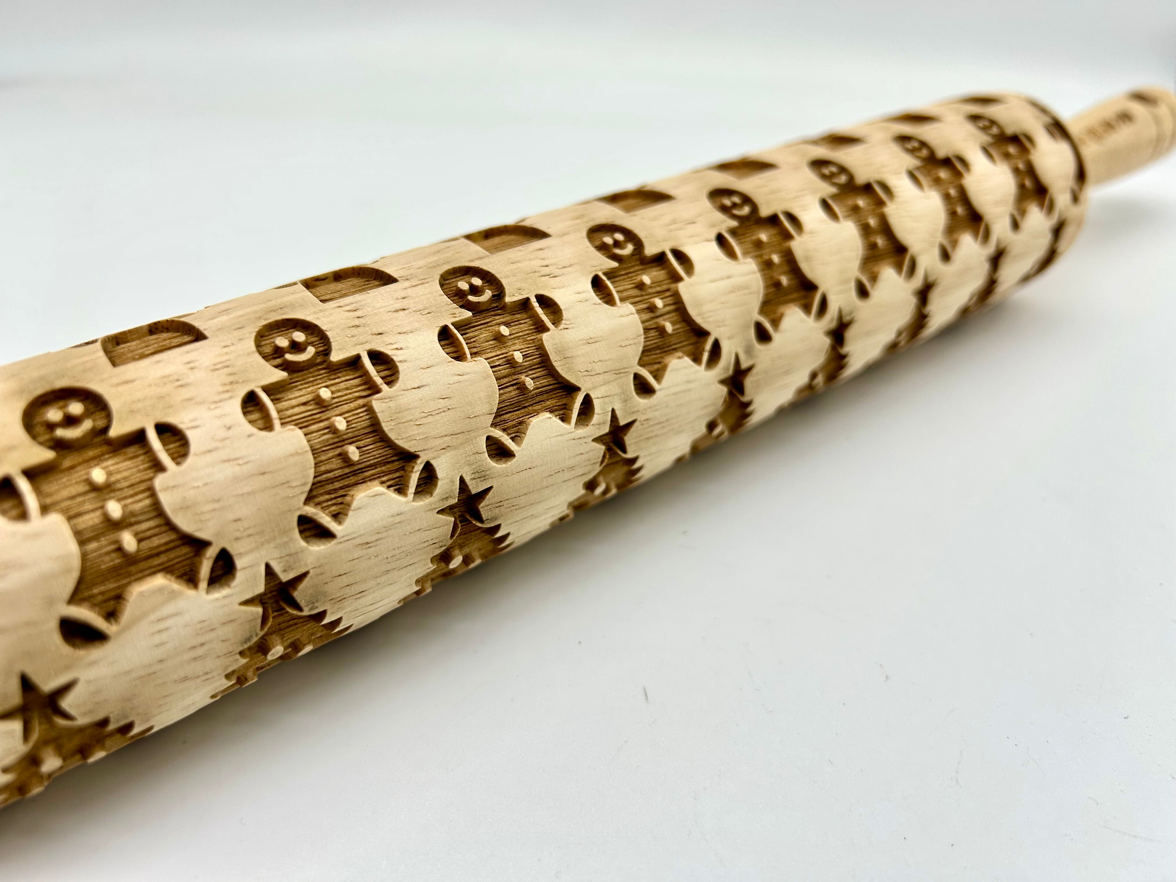 Festive Holiday Embossed Rolling Pin for Baking