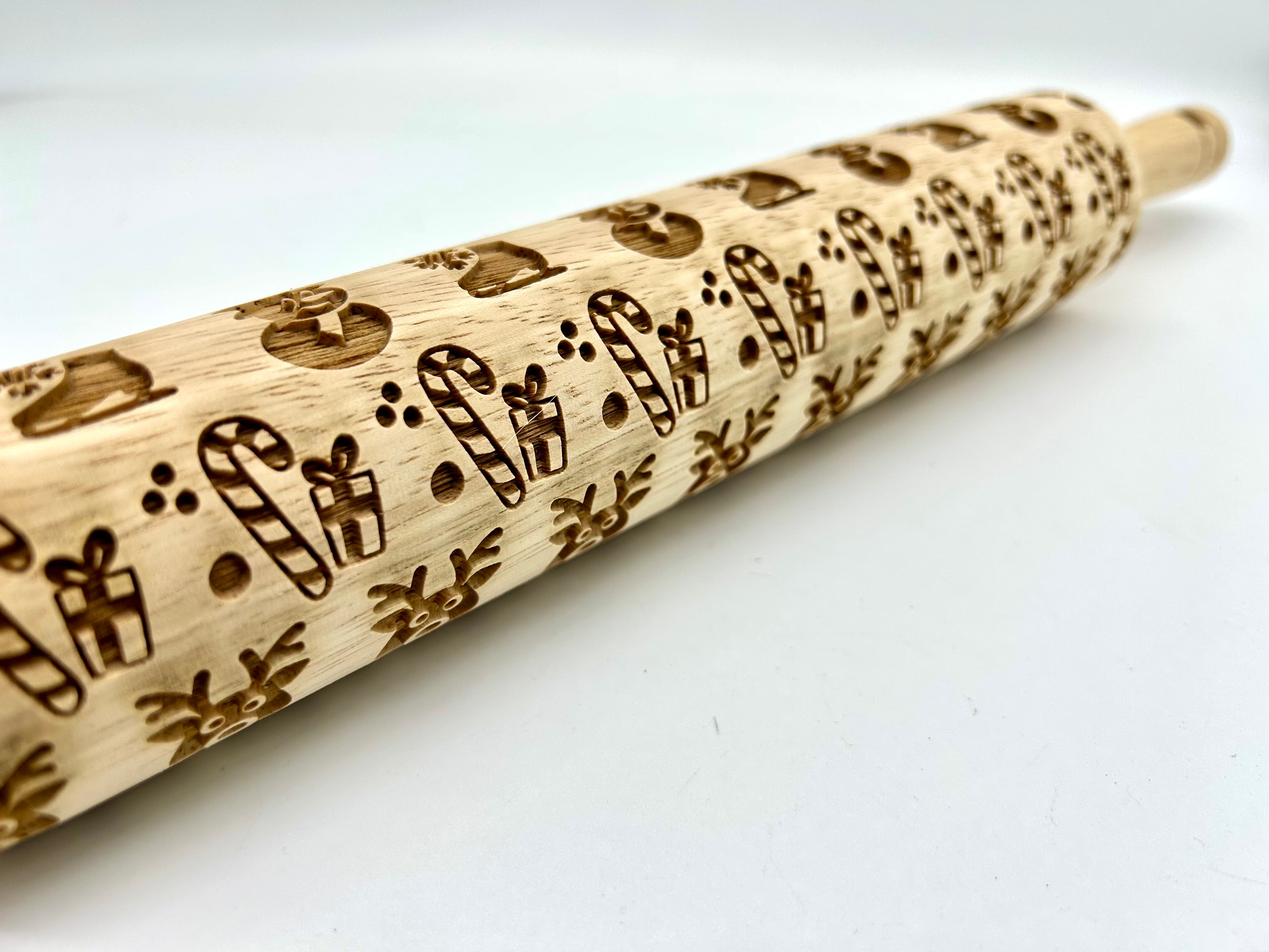 Festive Holiday Embossed Rolling Pin for Baking