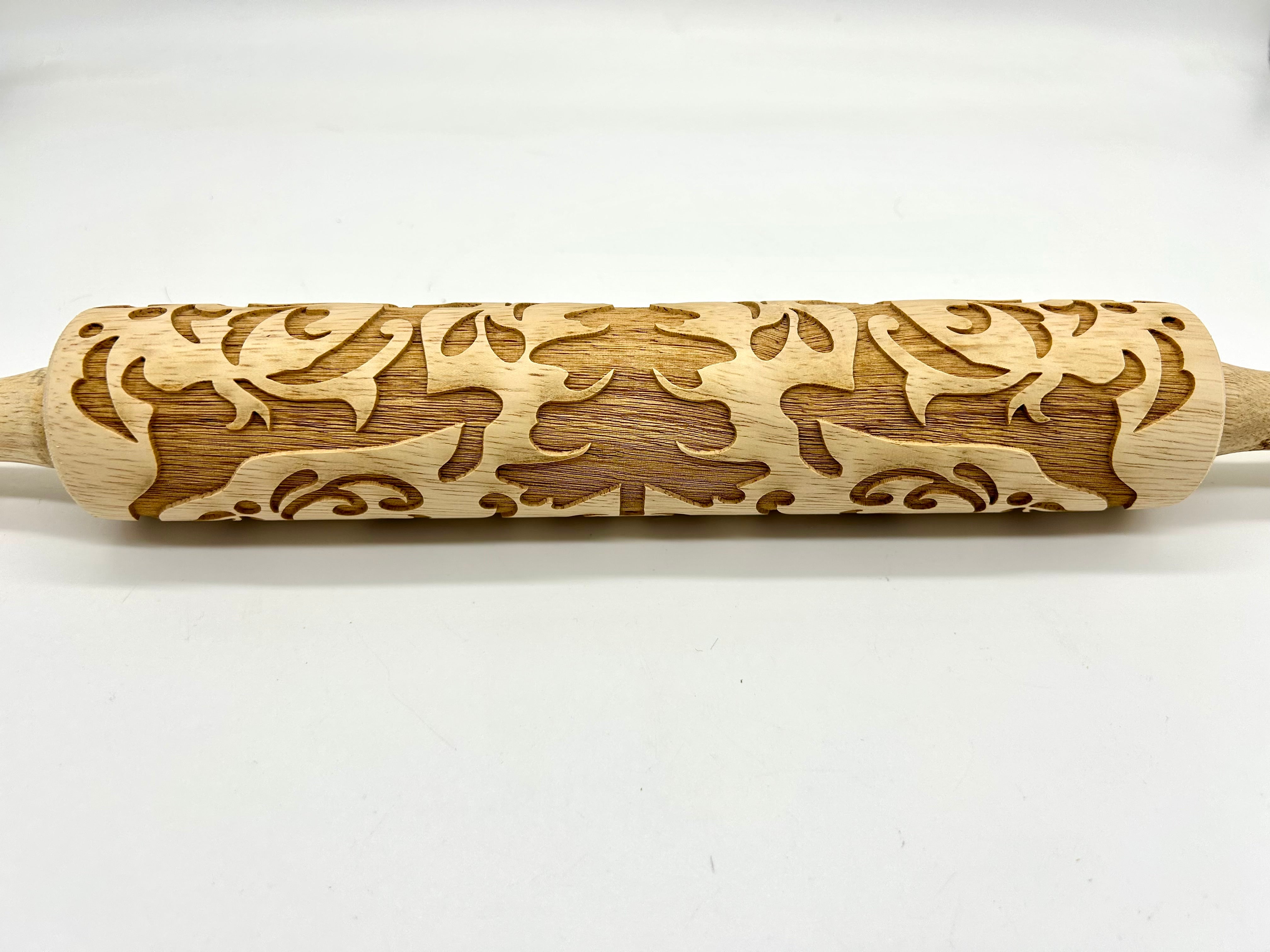 Embossed Prancing Reindeer Large Rolling Pin – Pottery