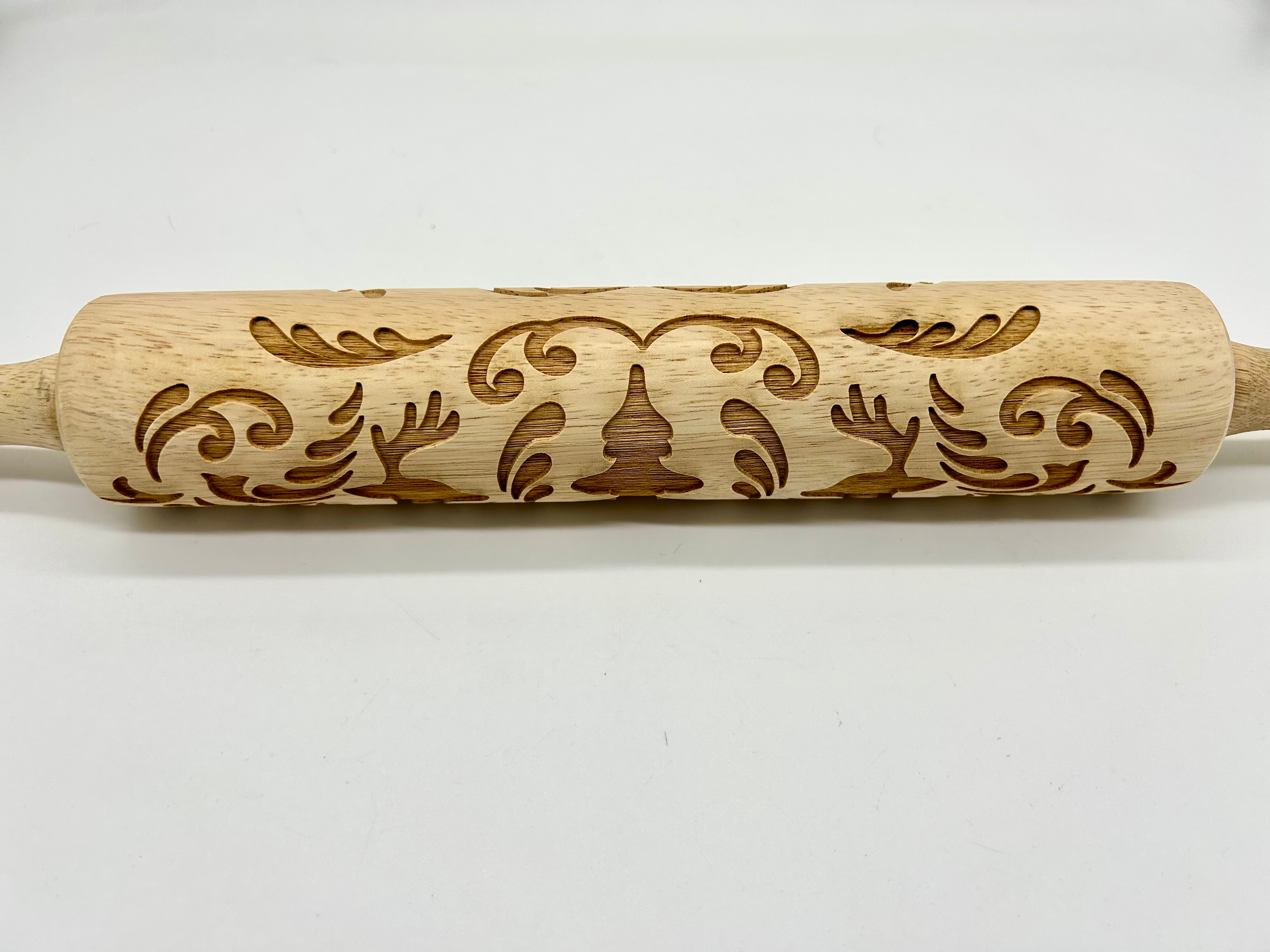 Embossed Prancing Reindeer Large Rolling Pin – Pottery