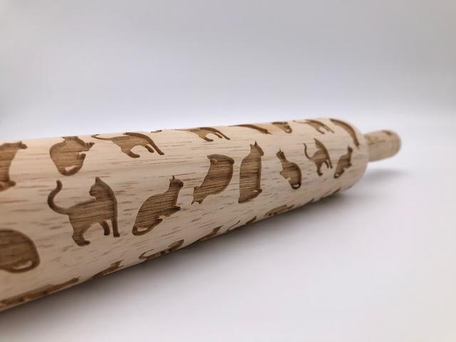 Embossed Cats Rolling Pin –Bakers and Potters