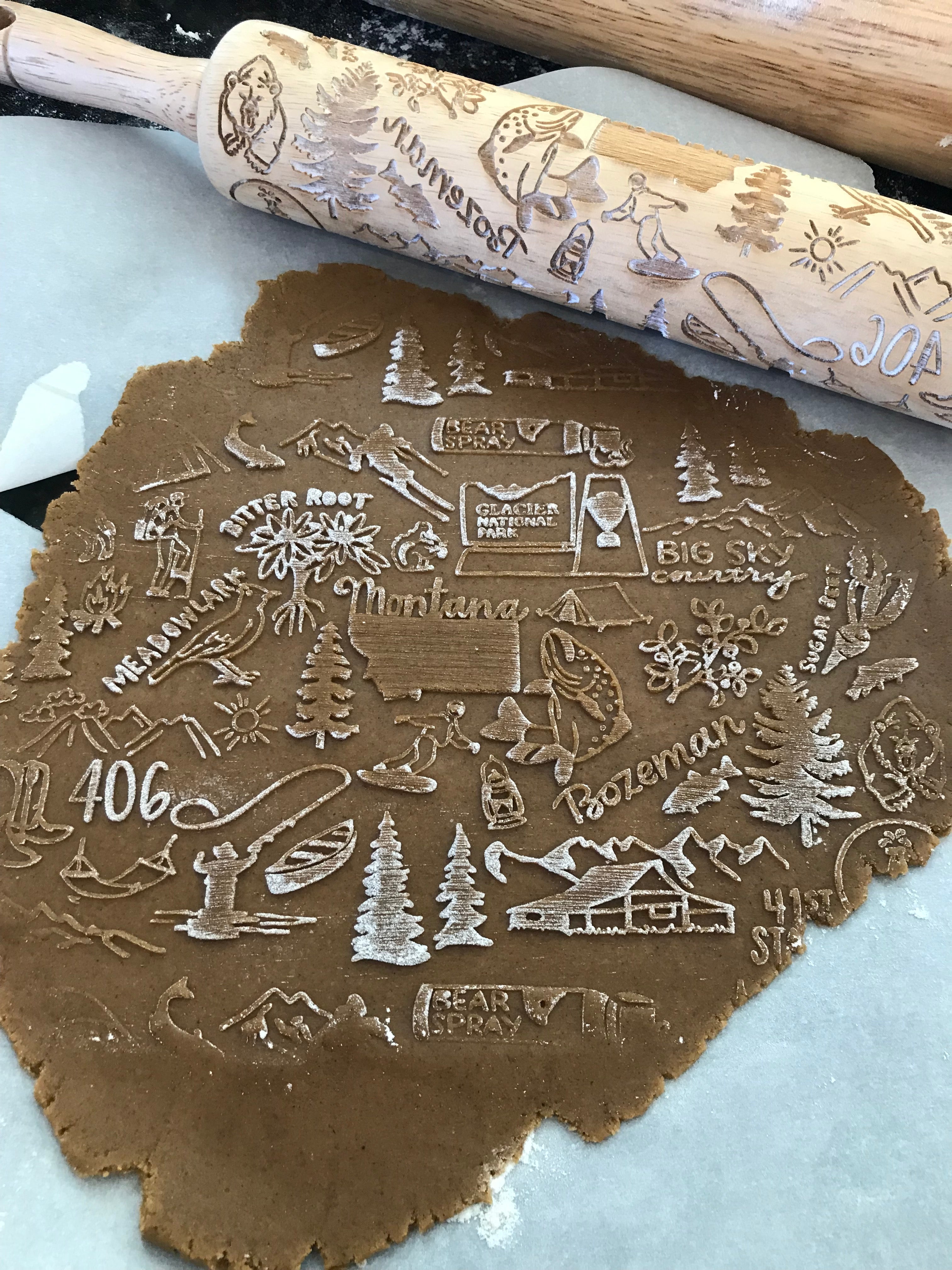 Montana State Embossed Rolling Pin - Baking and Pottery