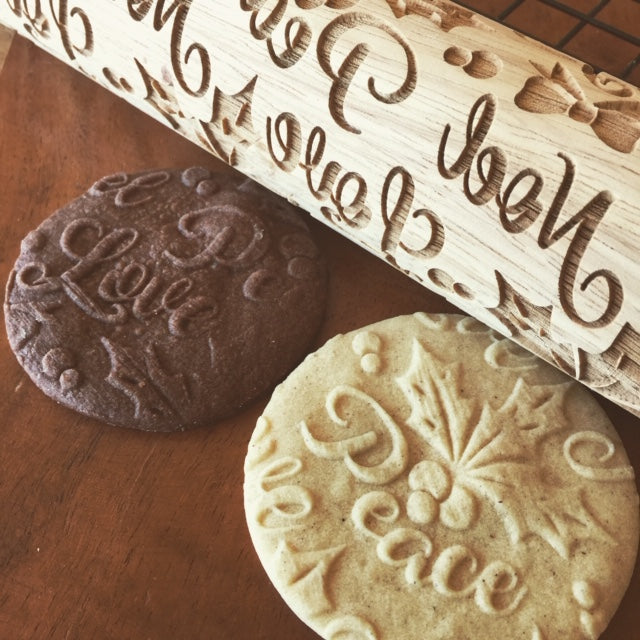 Mistletoe Peace Love Noel Embossed Rolling Pin