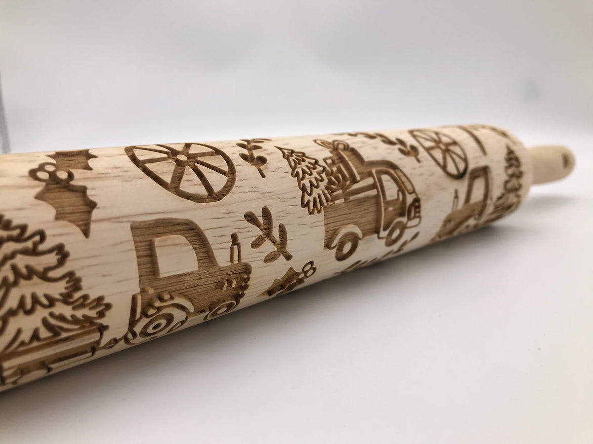 Trees and Tractors Embossed Rolling Pin – sweetrollingpins