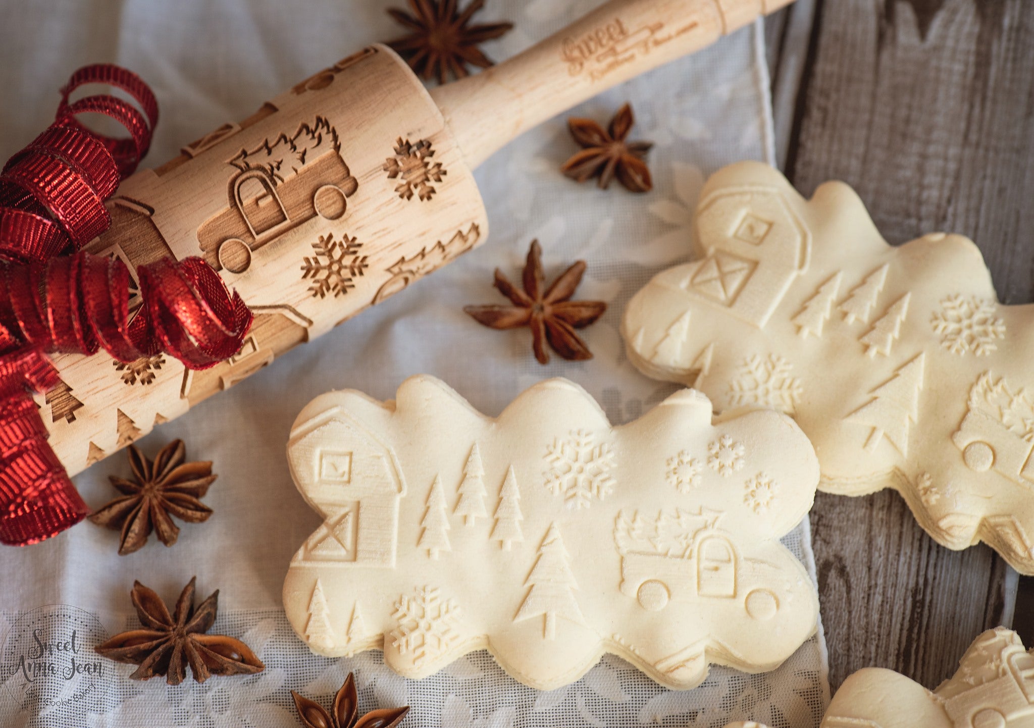 Embossed On the Homestead Rolling Pin Christmas Cookies