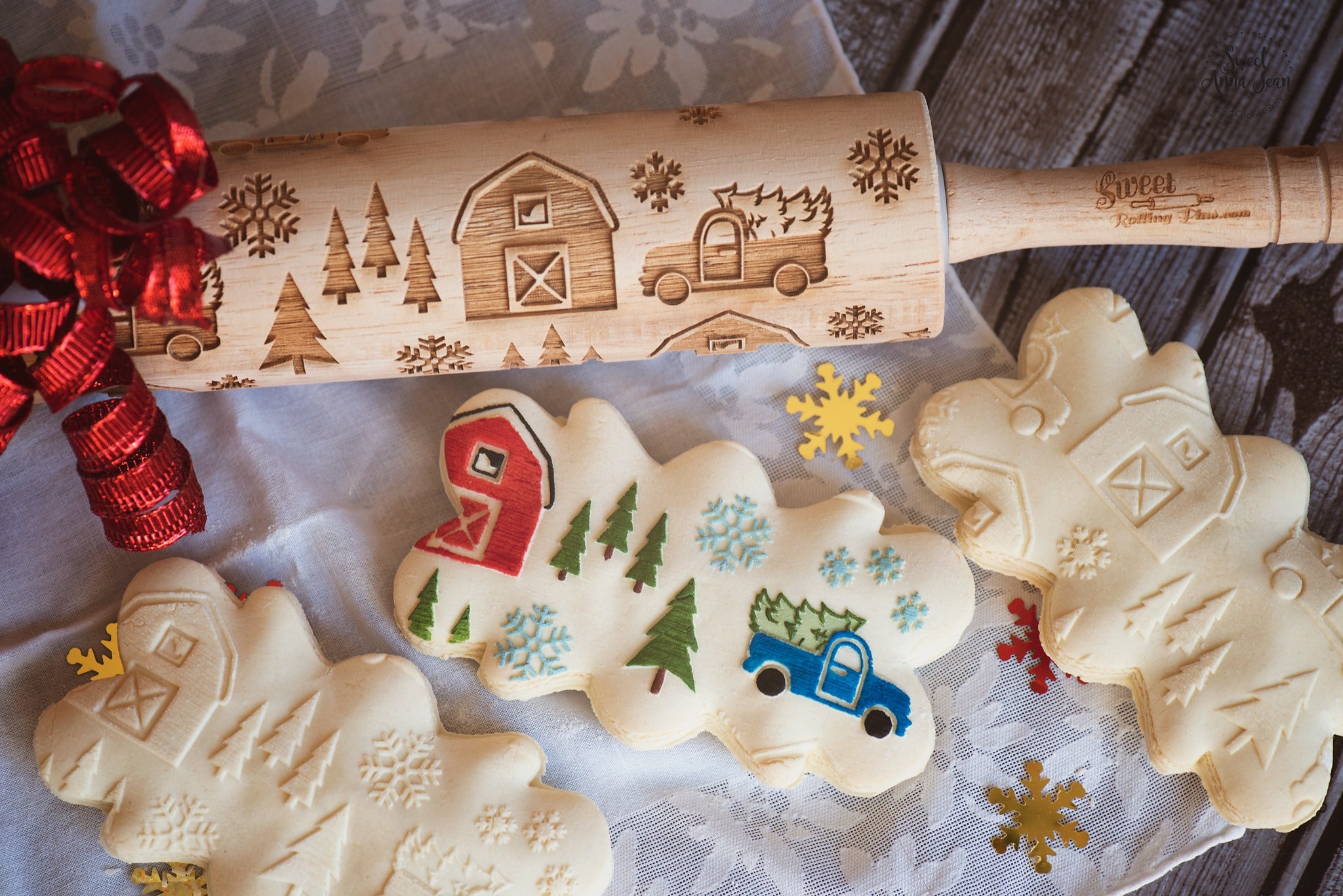 Embossed On the Homestead Rolling Pin Christmas Cookies