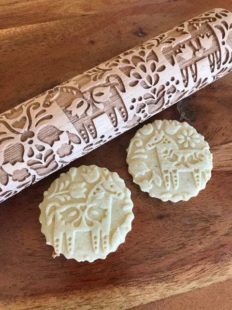 Dala Horse Embossed Rolling Pin – For Bakers and Potters