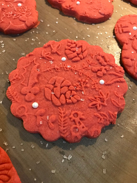 Christmas Pinecones & Mistletoe Embossed Rolling Pin