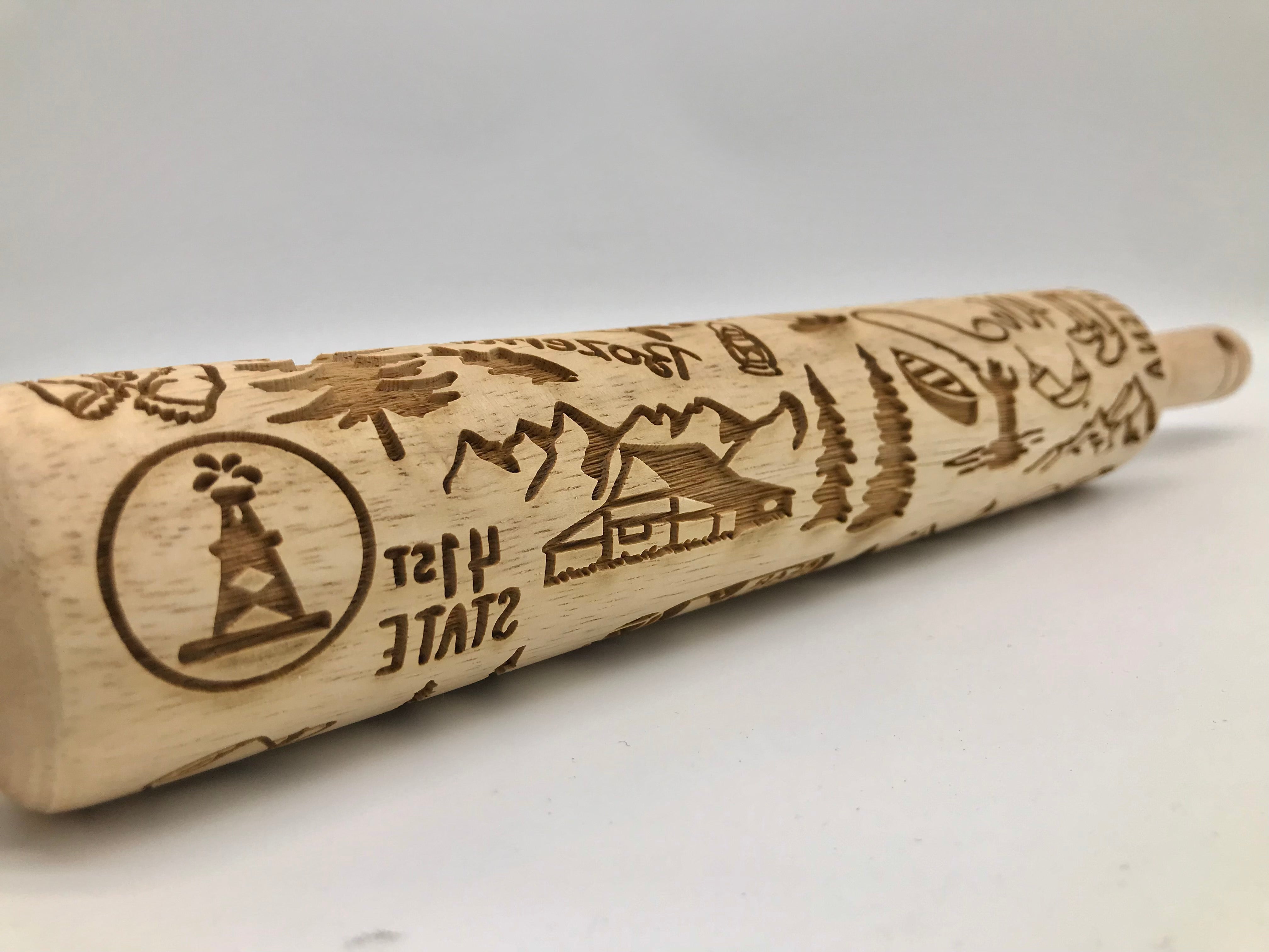 Montana State Embossed Rolling Pin - Baking and Pottery