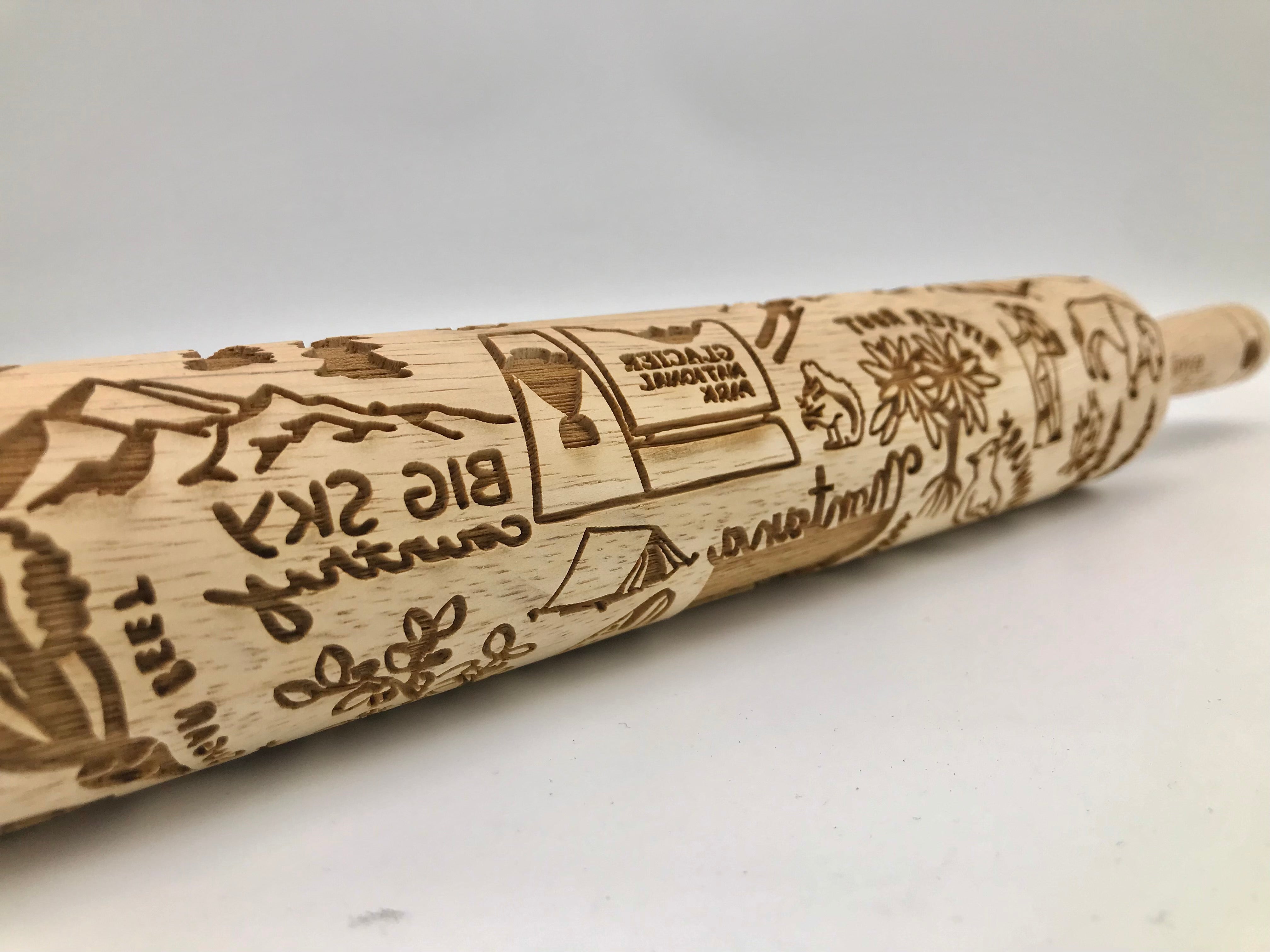 Montana State Embossed Rolling Pin - Baking and Pottery