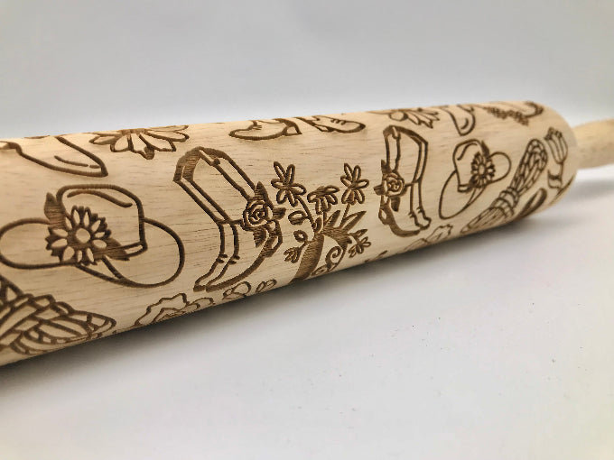 Embossed Boots & Blooms Rolling Pin – Baking and Pottery