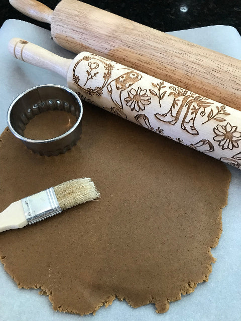 Embossed Boots & Blooms Rolling Pin – Baking and Pottery