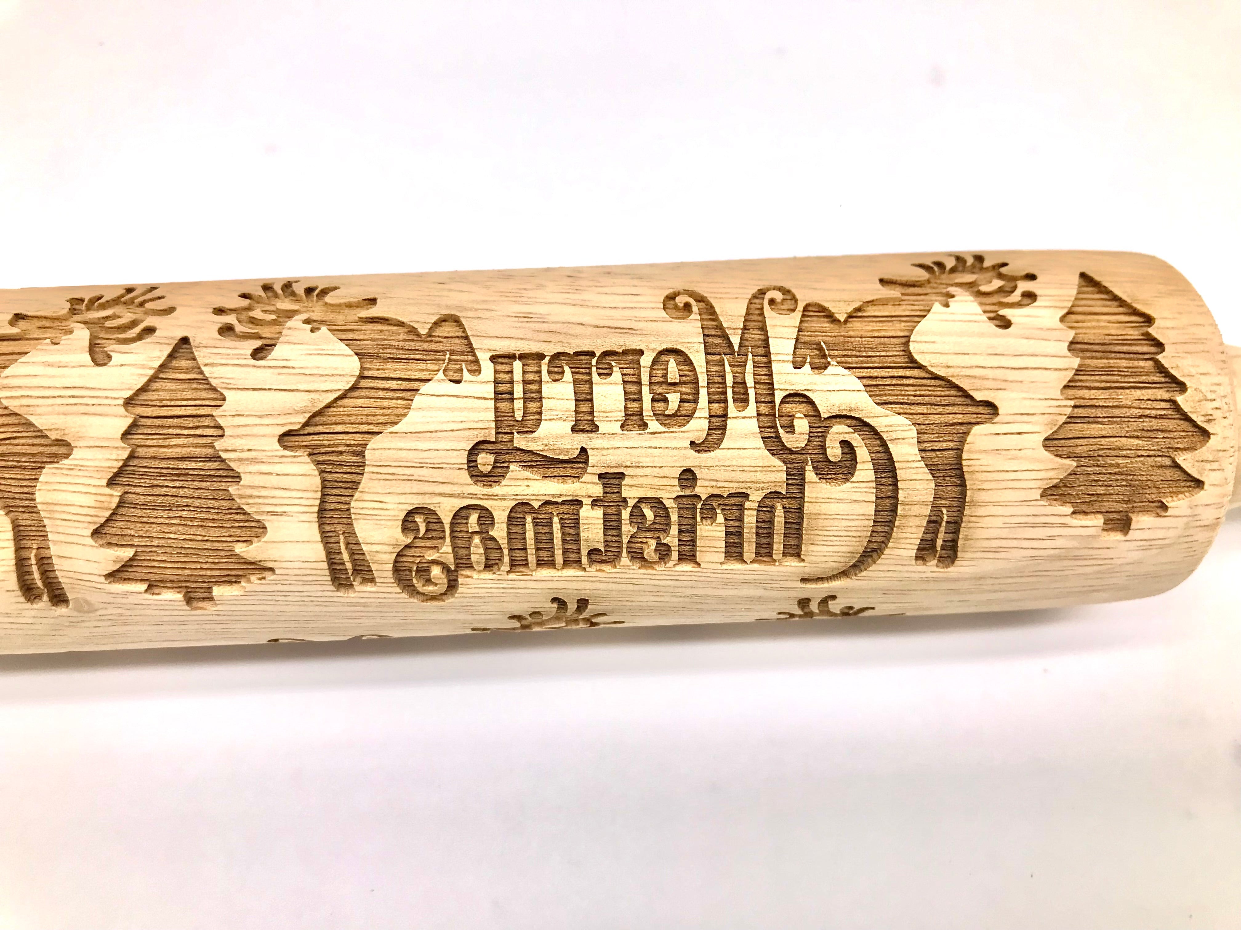 Merry Christmas Embossed Rolling Pin-Pottery and Baking