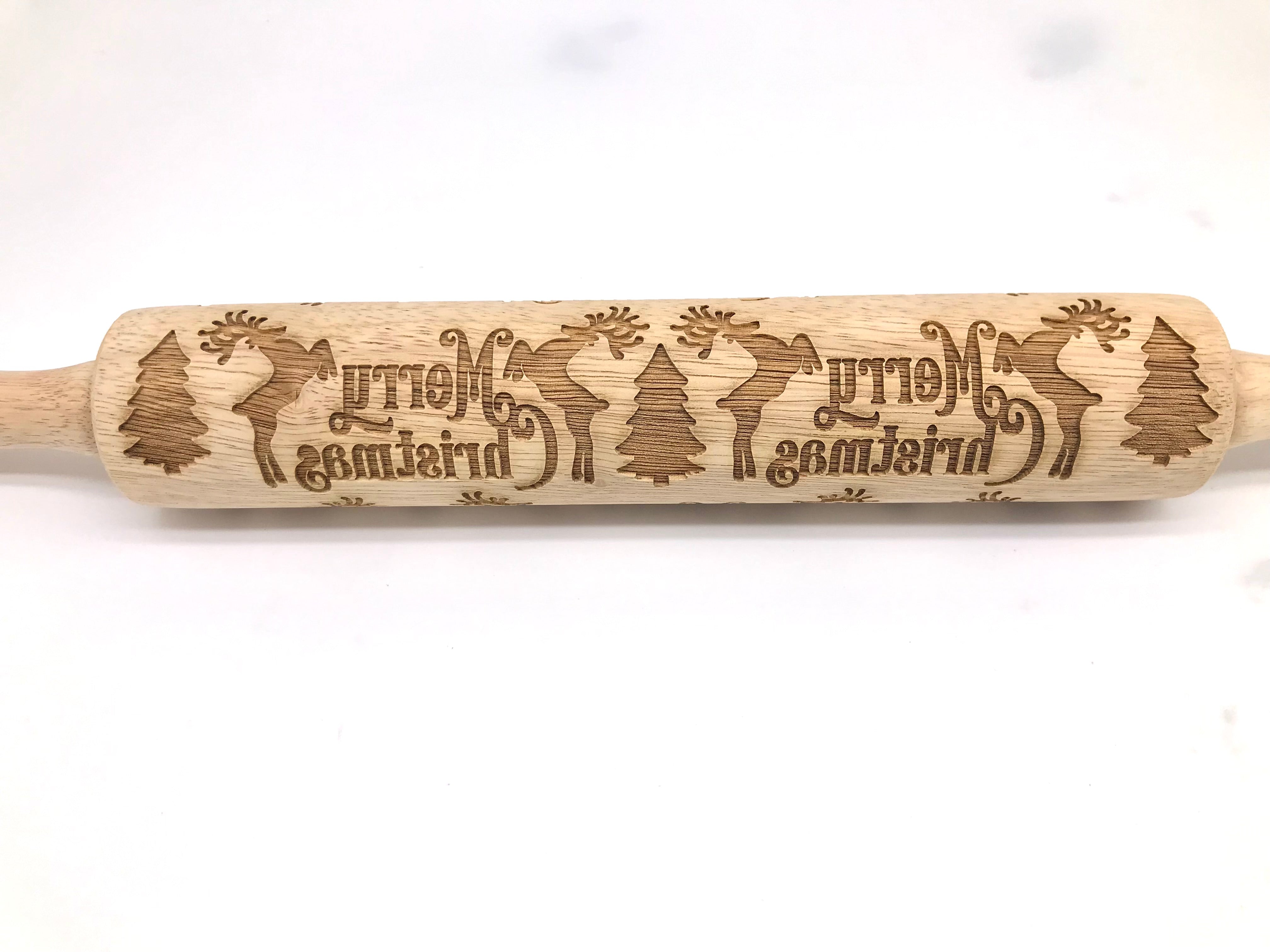 Merry Christmas Embossed Rolling Pin-Pottery and Baking