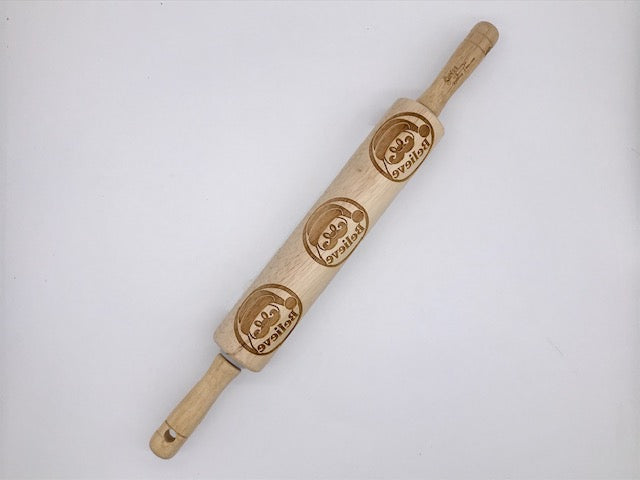 Embossed Believe Santa Face Rolling Pin- Baking