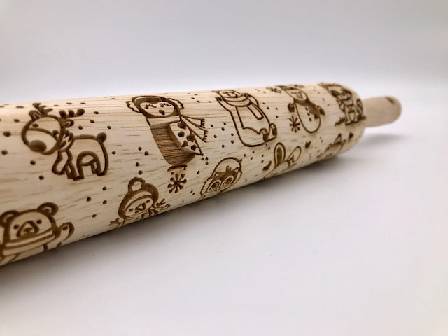 Embossed Christmas Candies Rolling Pin- Baking & Pottery